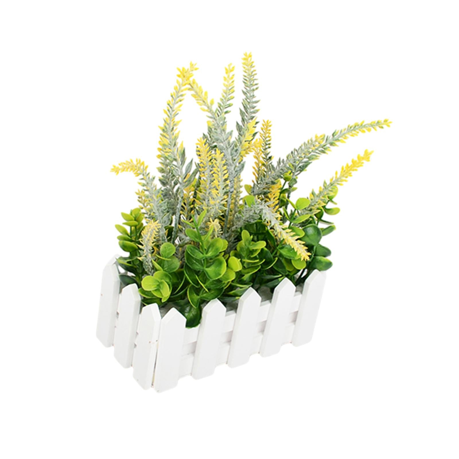 Artificial Flower Plant Potted in Picket Fence for Office Room Decor Wedding yellow
