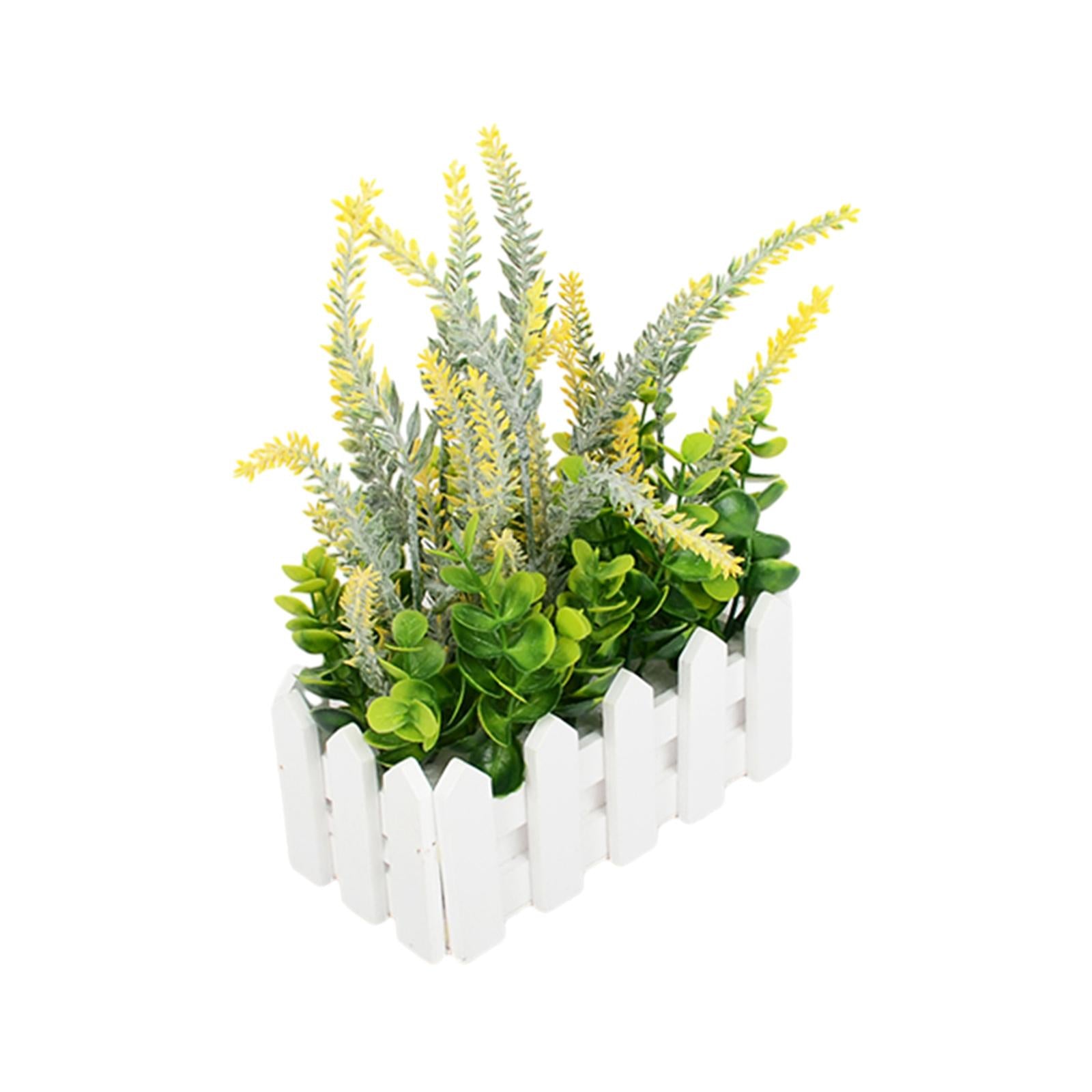 Artificial Flower Plant Potted in Picket Fence for Office Room Decor Wedding yellow