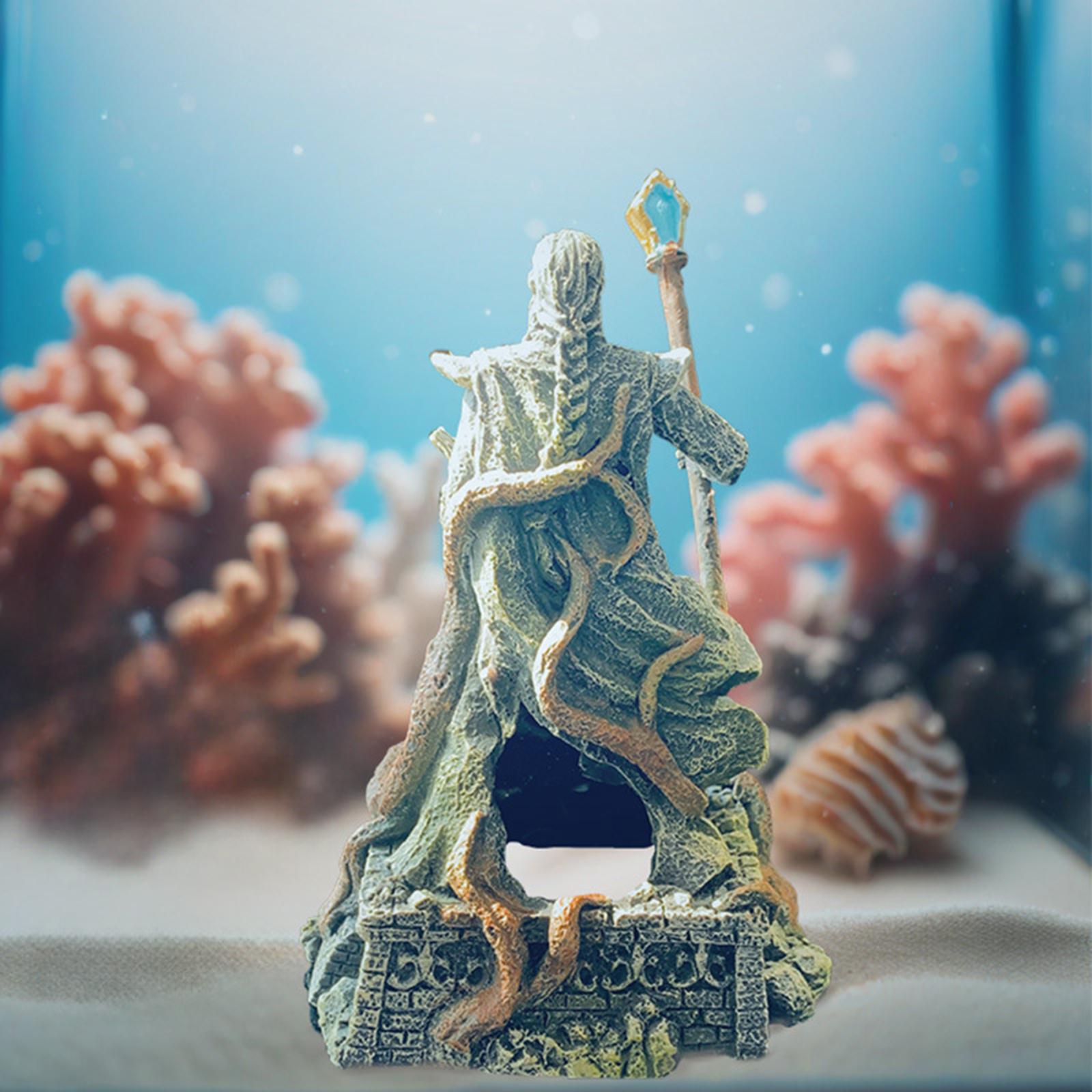 Aquarium Decoration Mage Figurine Fish Tank Decoration for Balcony Lawn Yard