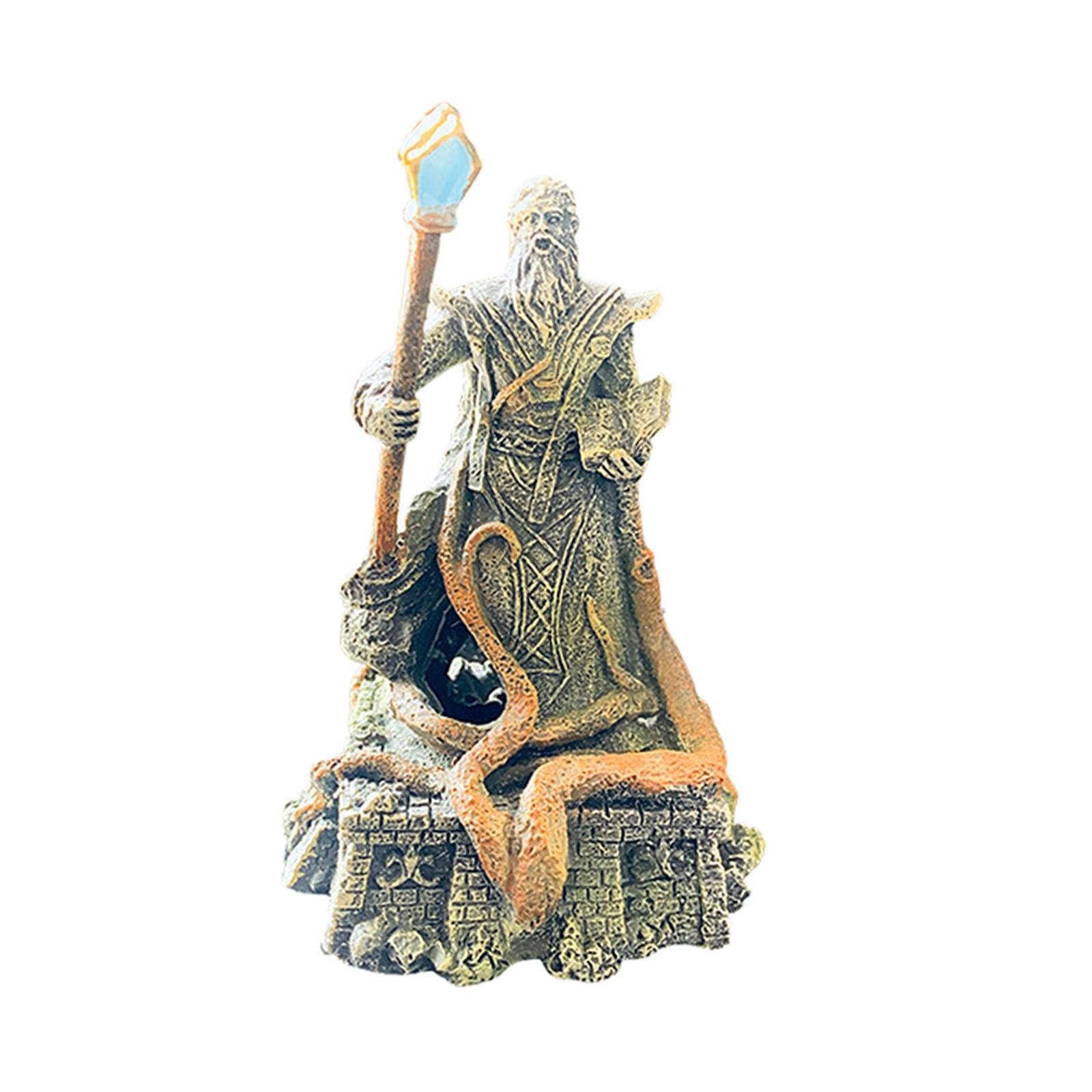 Aquarium Decoration Mage Figurine Fish Tank Decoration for Balcony Lawn Yard