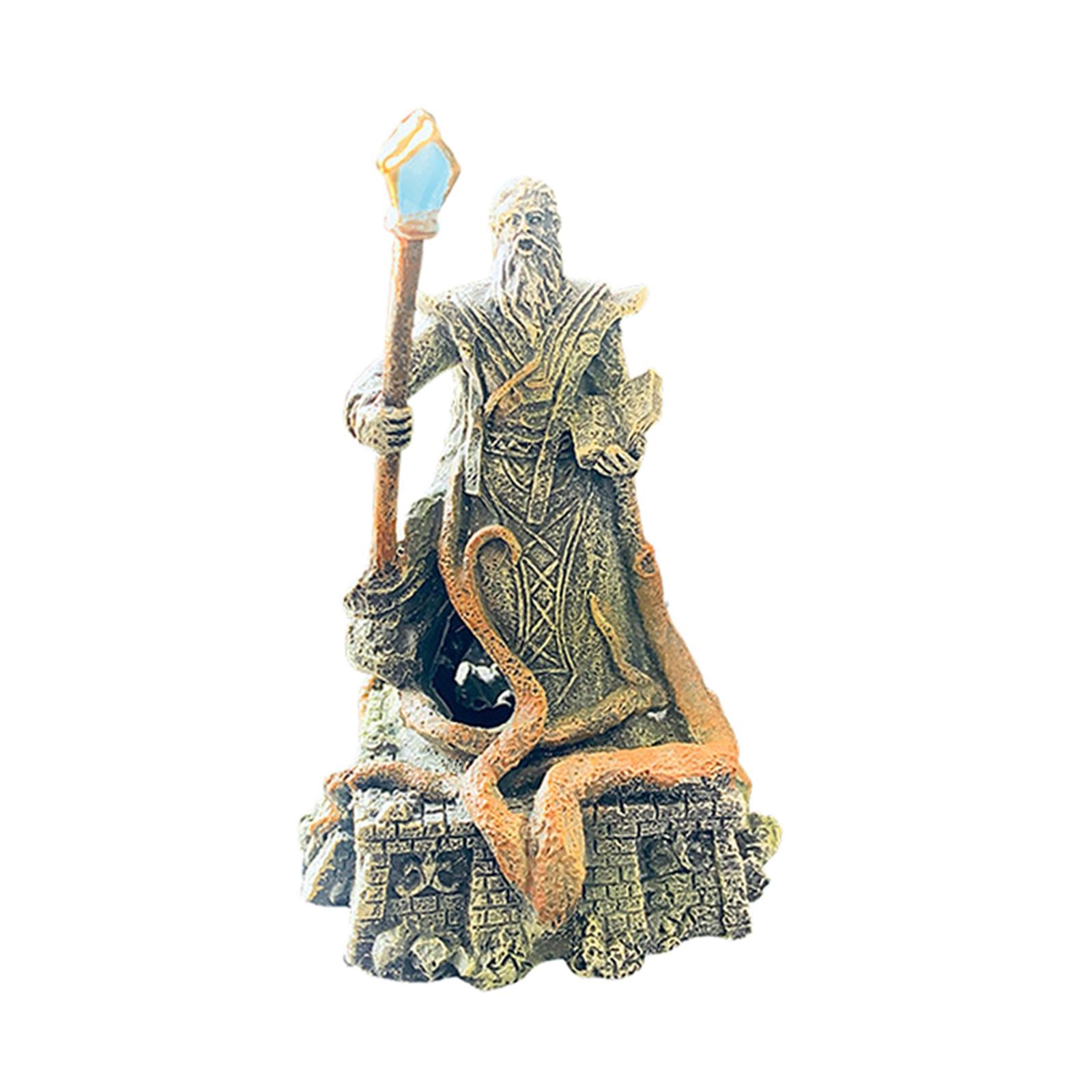 Aquarium Decoration Mage Figurine Fish Tank Decoration for Balcony Lawn Yard