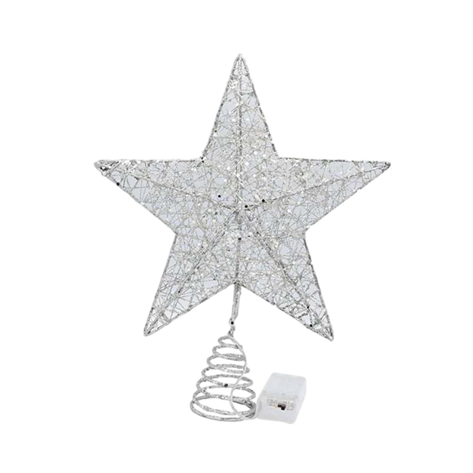 Xmas Tree Top Star Tree Ornaments Beautiful Creative Tree Top Light for Party Silver 30cmx33cm