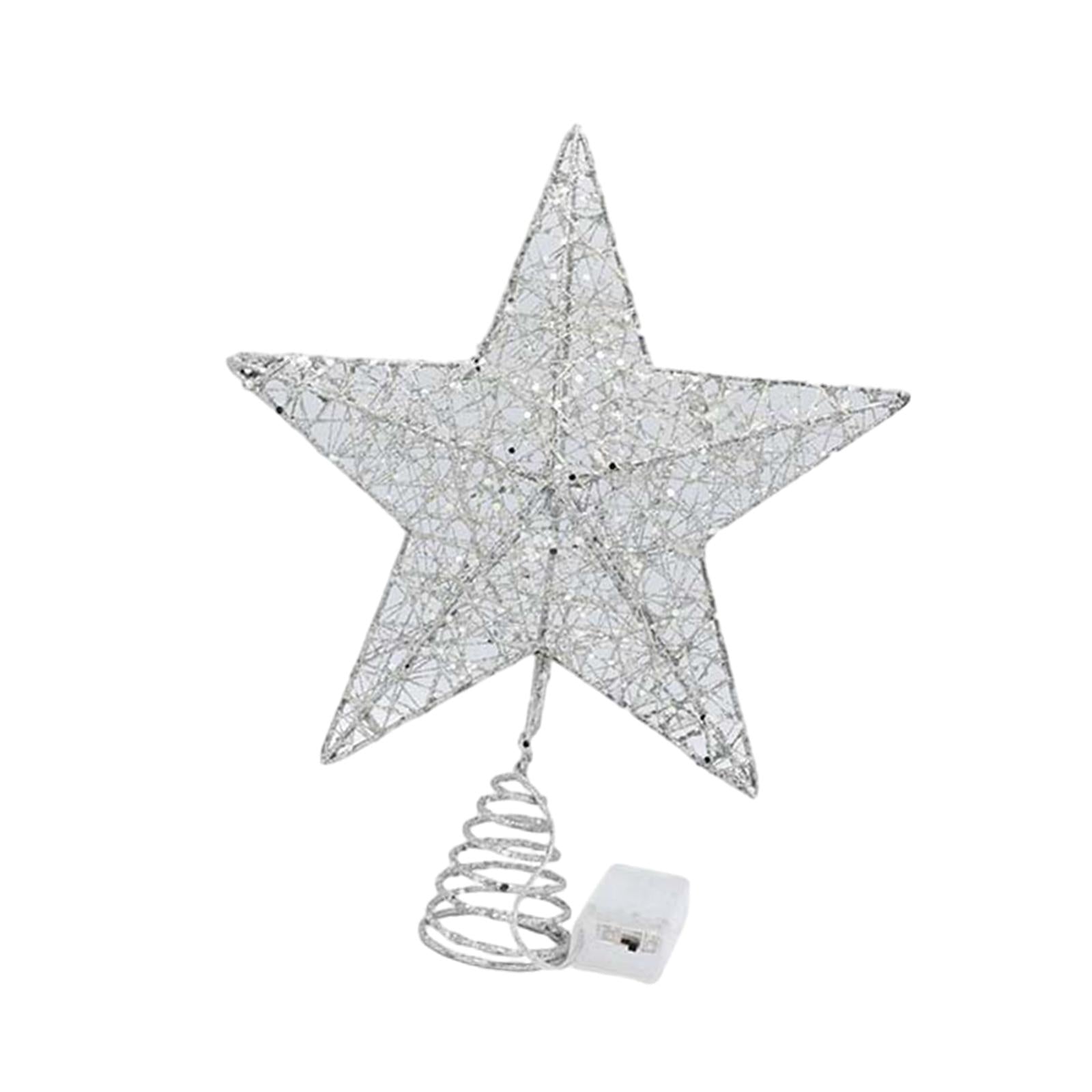 Xmas Tree Top Star Tree Ornaments Beautiful Creative Tree Top Light for Party Silver 30cmx33cm