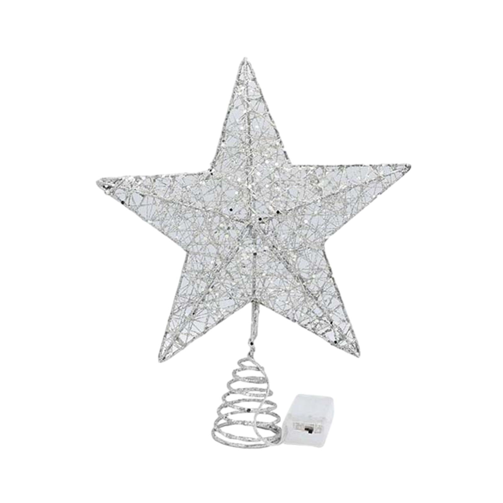Xmas Tree Top Star Tree Ornaments Beautiful Creative Tree Top Light for Party Silver 30cmx33cm