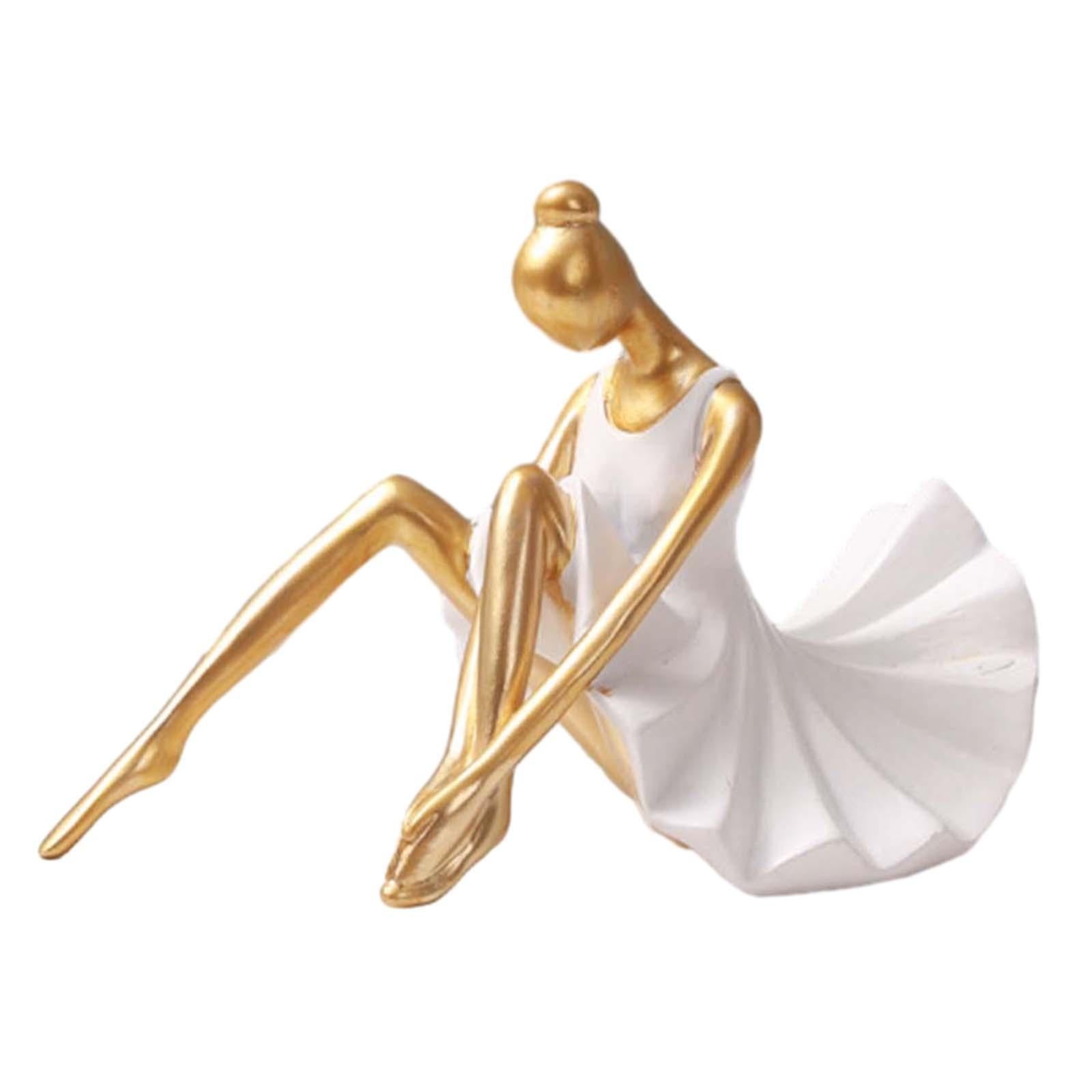 Ballerina Girl Figurine Statue Ornament for Bookshelf Living Room Decoration Style B