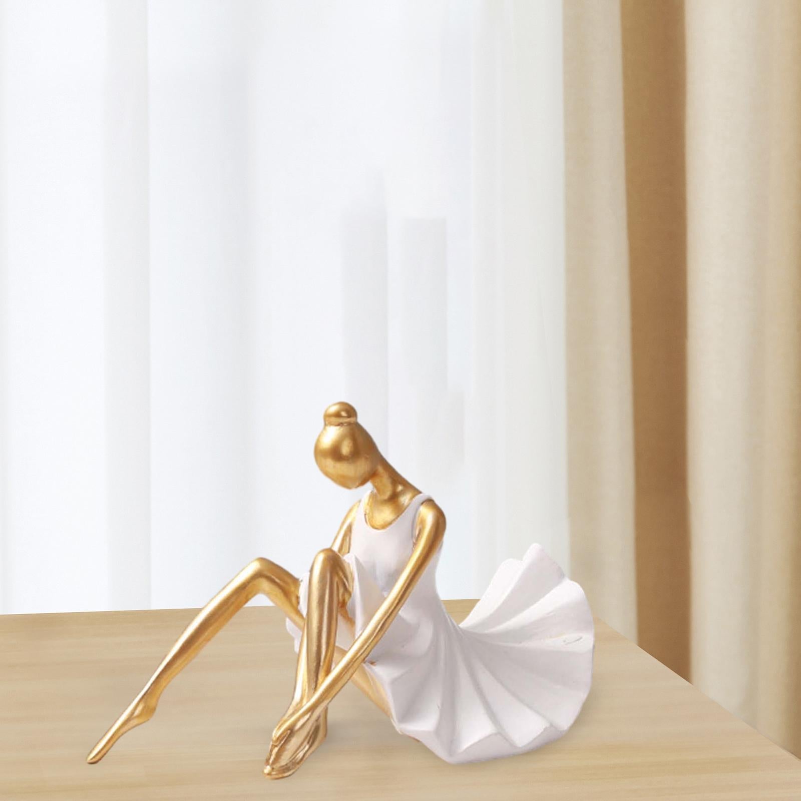 Ballerina Girl Figurine Statue Ornament for Bookshelf Living Room Decoration Style B