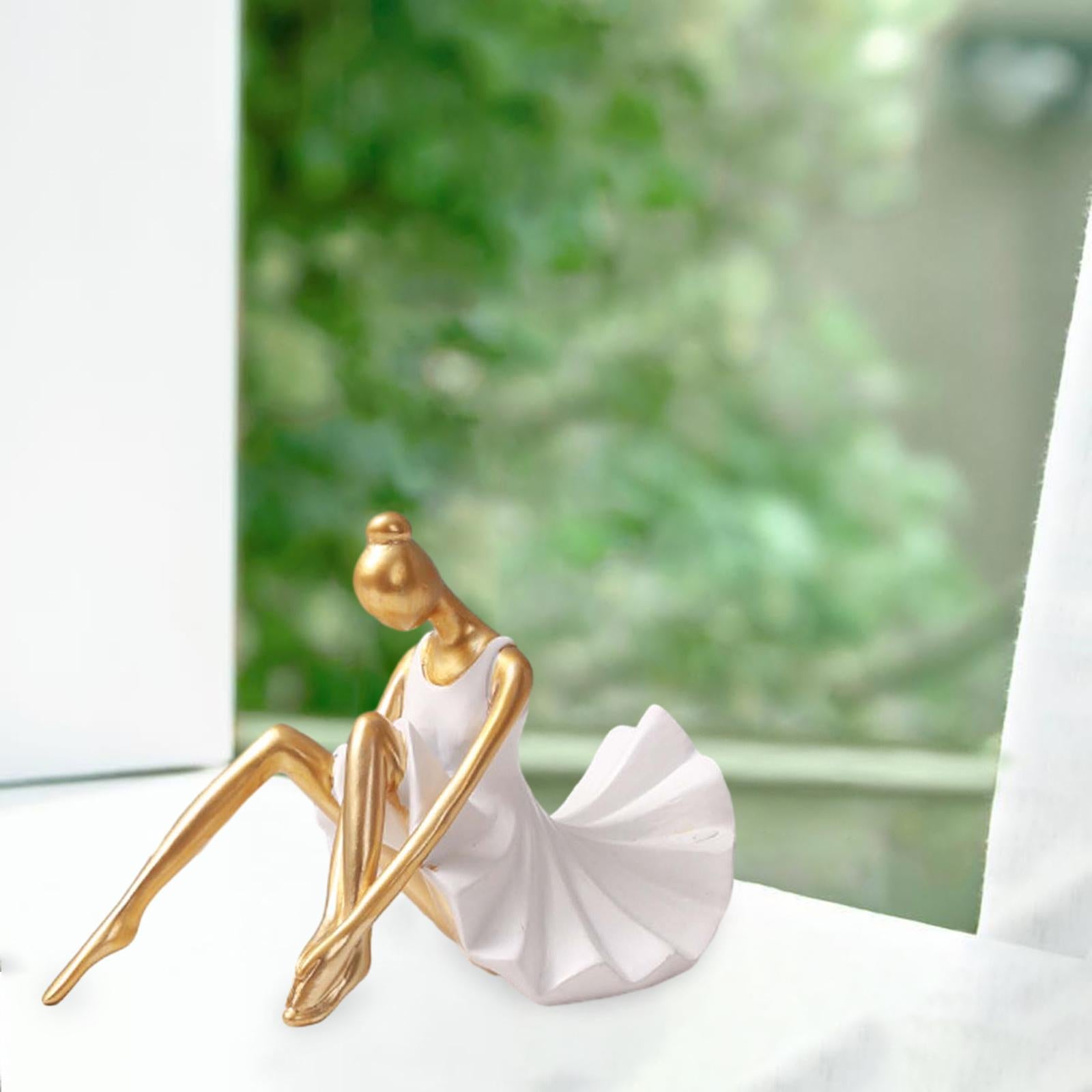 Ballerina Girl Figurine Statue Ornament for Bookshelf Living Room Decoration Style B