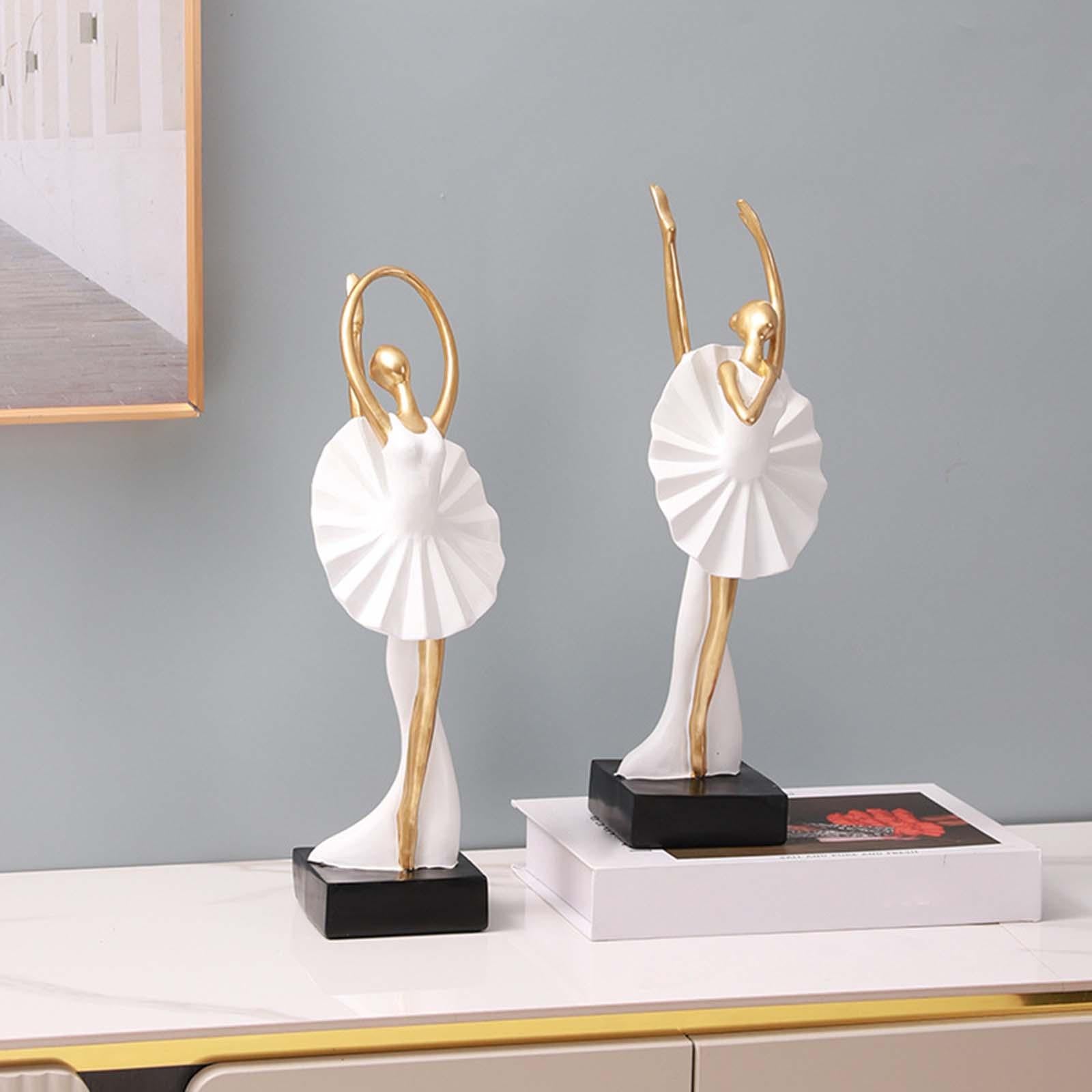 Ballerina Girl Figurine Statue Ornament for Bookshelf Living Room Decoration Style C