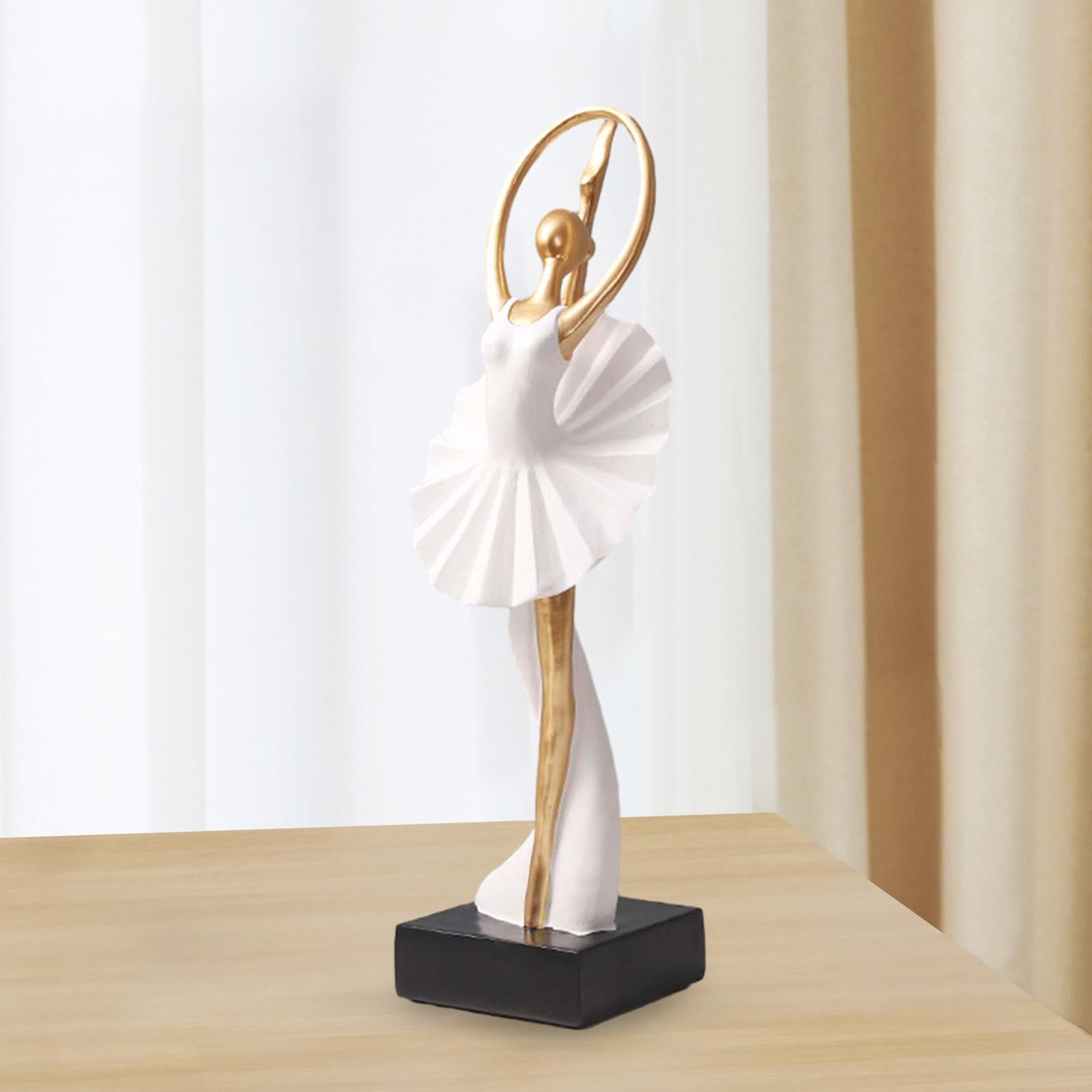 Ballerina Girl Figurine Statue Ornament for Bookshelf Living Room Decoration Style C