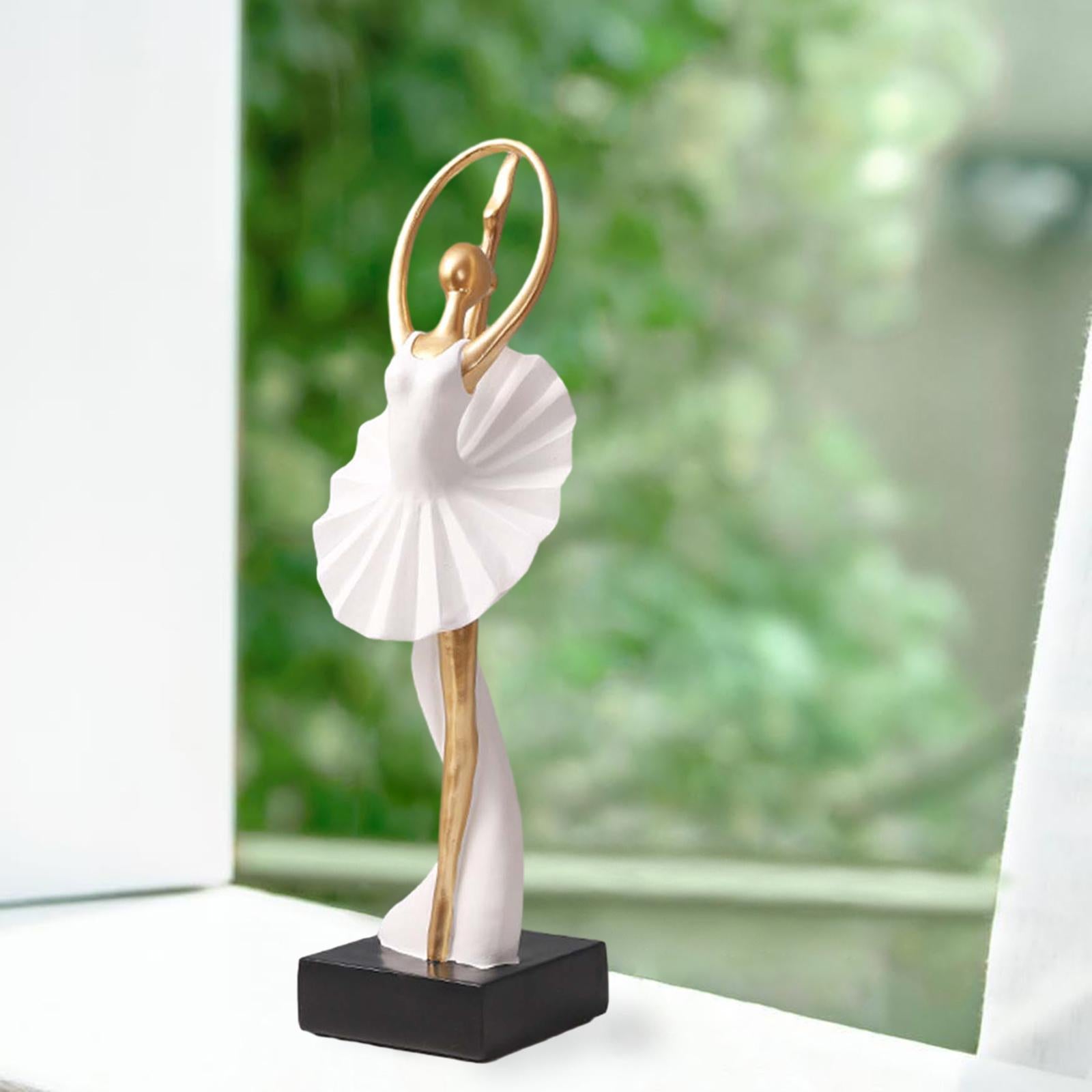 Ballerina Girl Figurine Statue Ornament for Bookshelf Living Room Decoration Style C