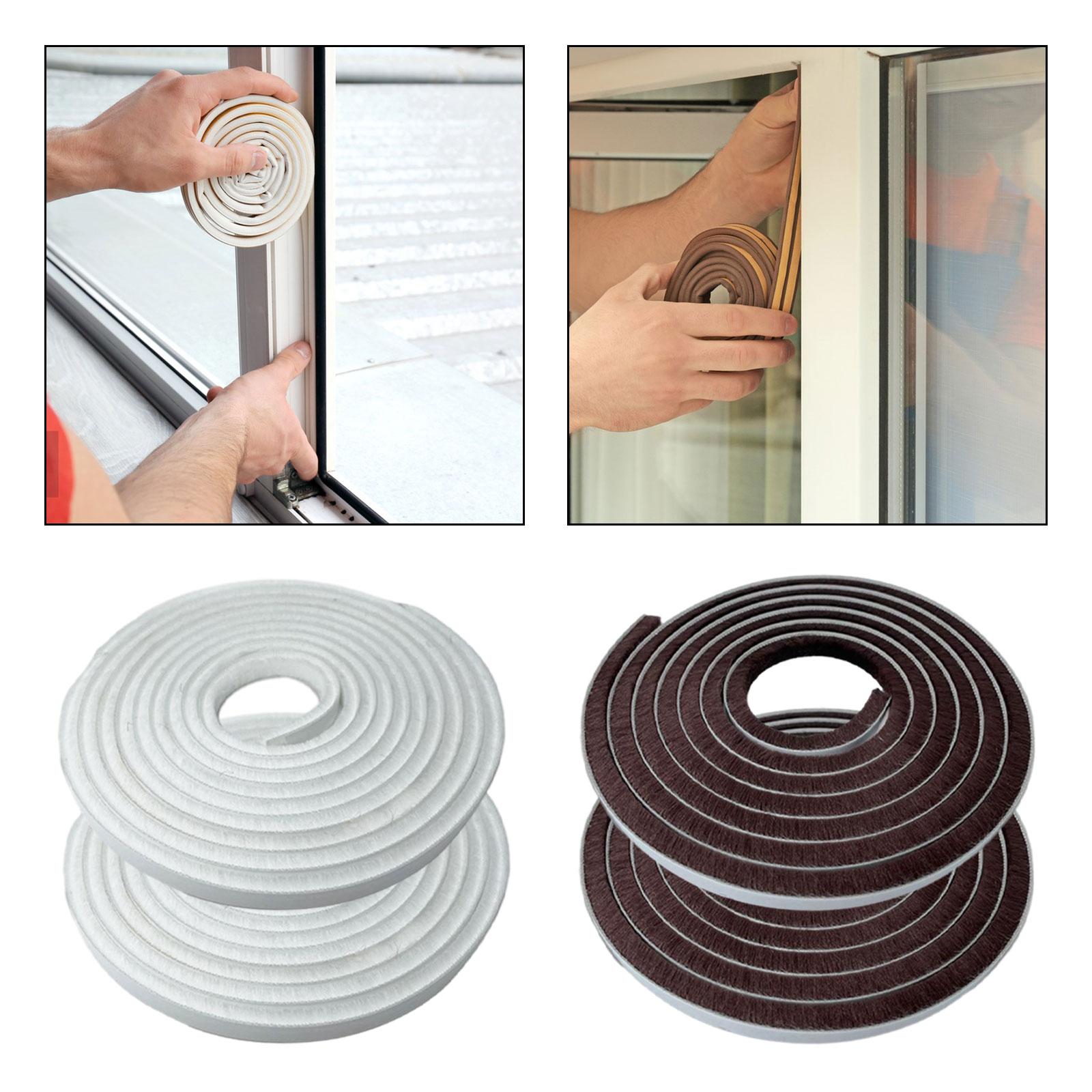 2 Pieces Door Weather Stripping Brush Seal Weatherstripping for Window White