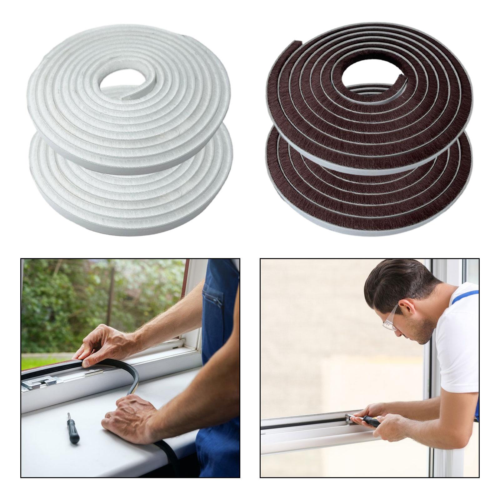 2 Pieces Door Weather Stripping Brush Seal Weatherstripping for Window White