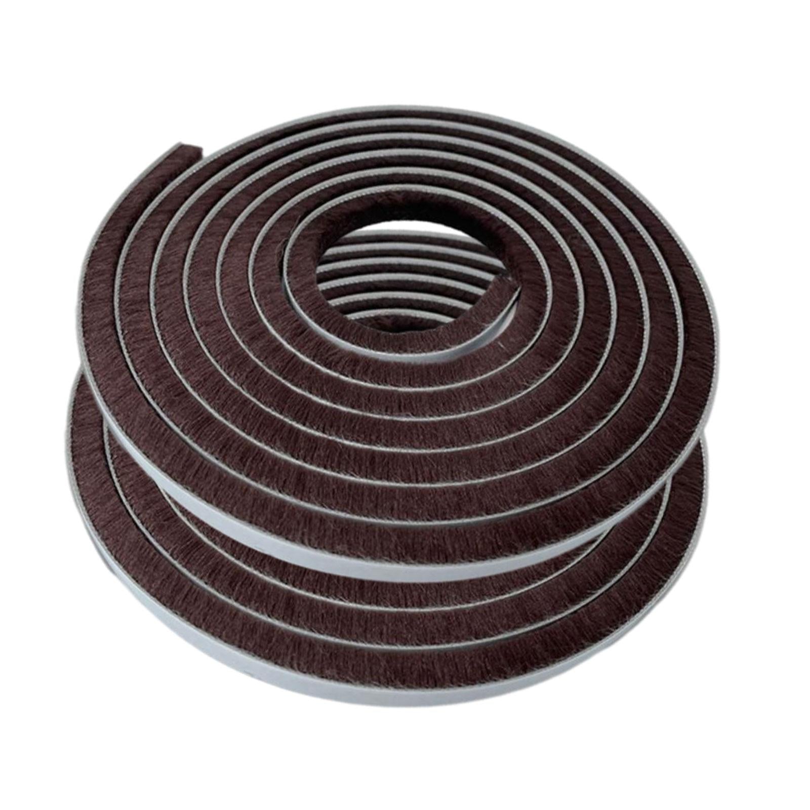 2 Pieces Door Weather Stripping Brush Seal Weatherstripping for Window Brown