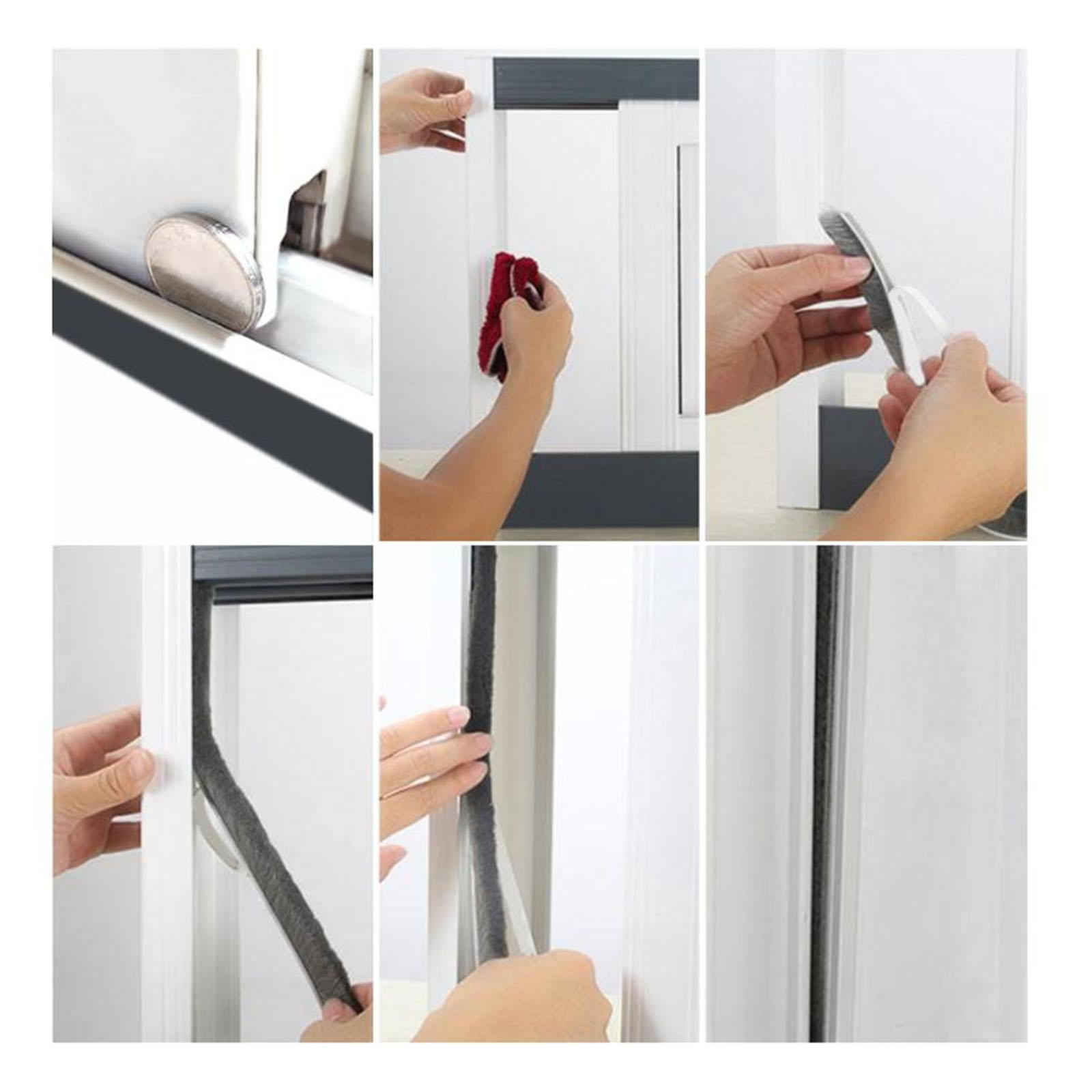 2Pcs Door Weather Stripping Sealing Tape for Cabinet Door Wardrobes Windows Brown