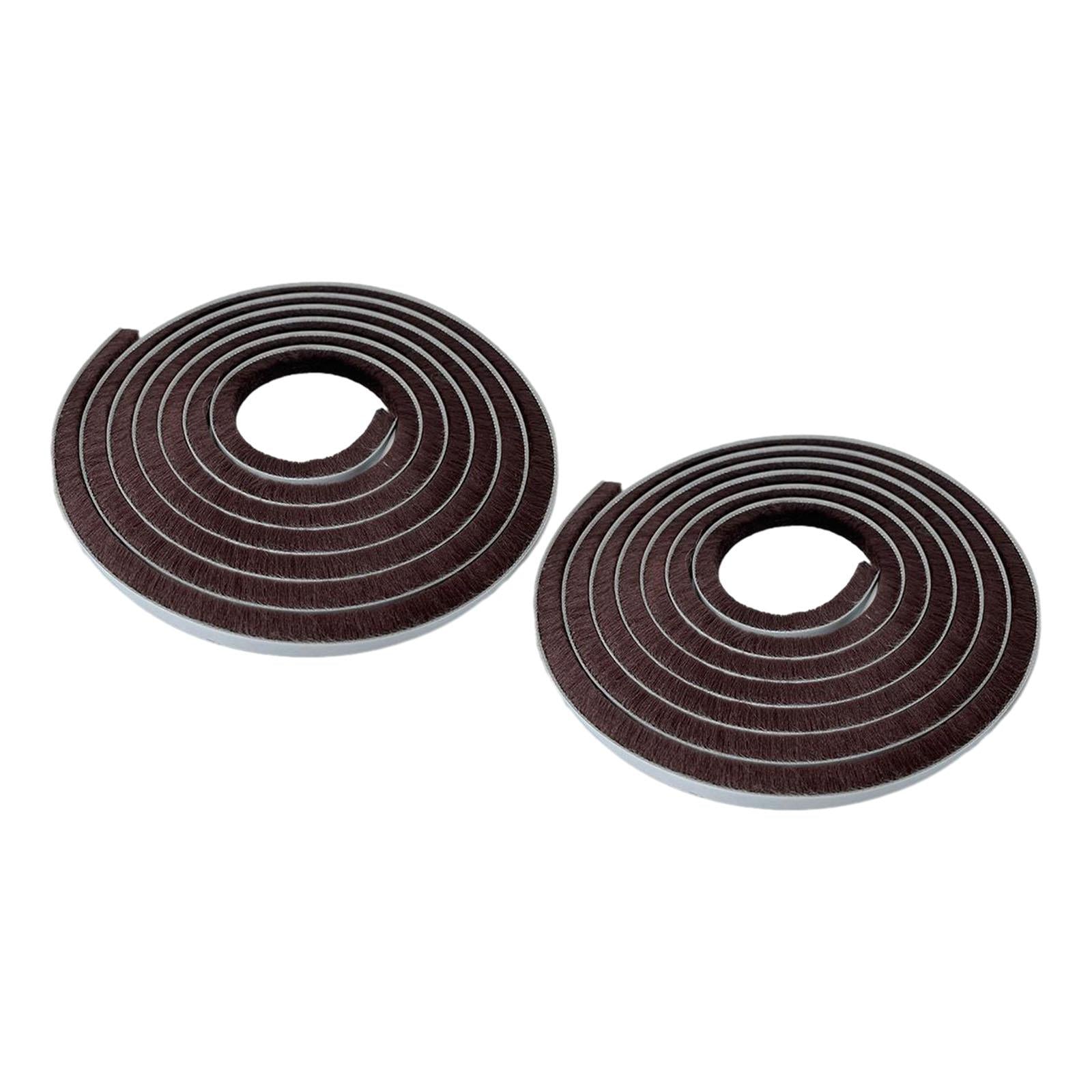 2Pcs Door Weather Stripping Sealing Tape for Cabinet Door Wardrobes Windows Brown