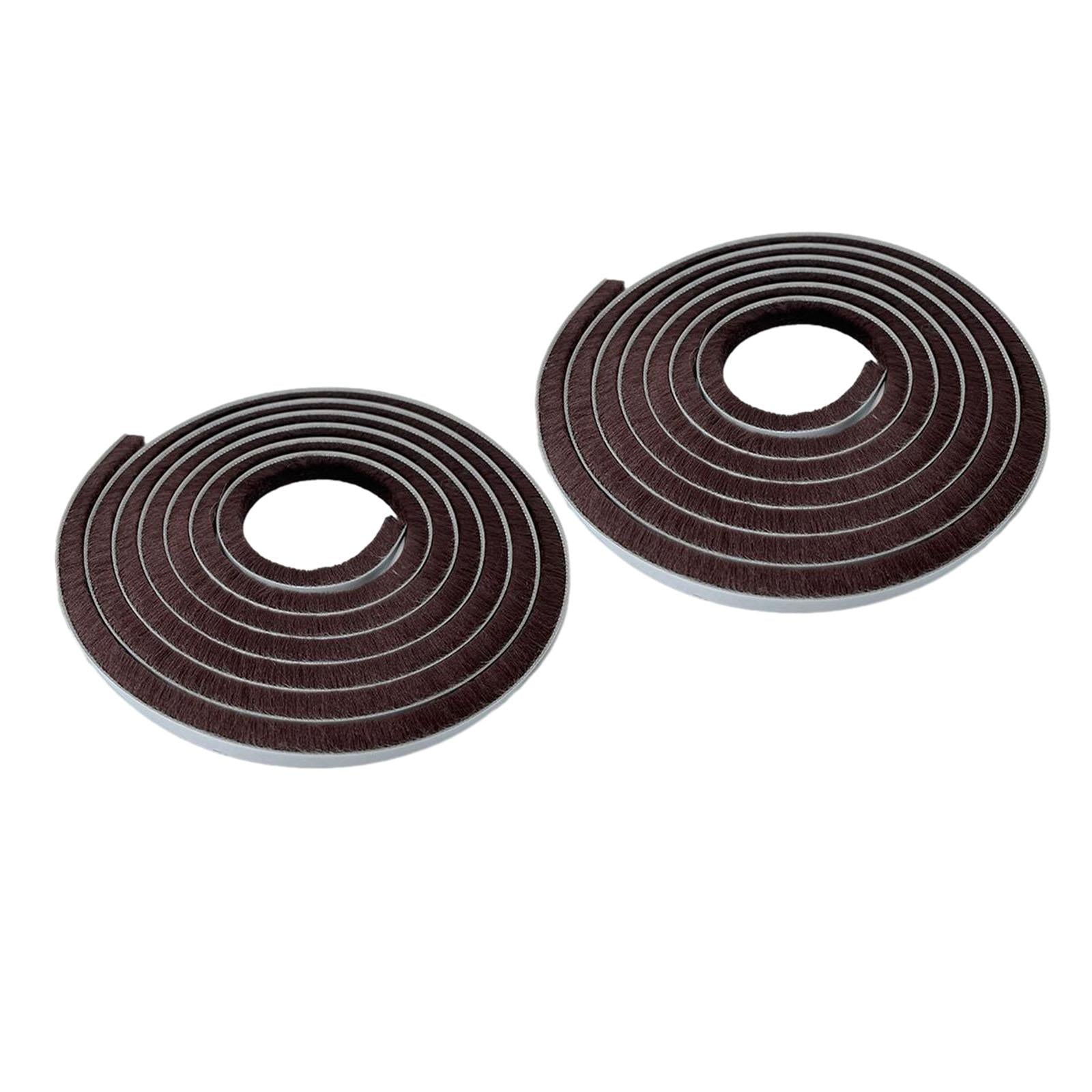 2Pcs Door Weather Stripping Sealing Tape for Cabinet Door Wardrobes Windows Brown