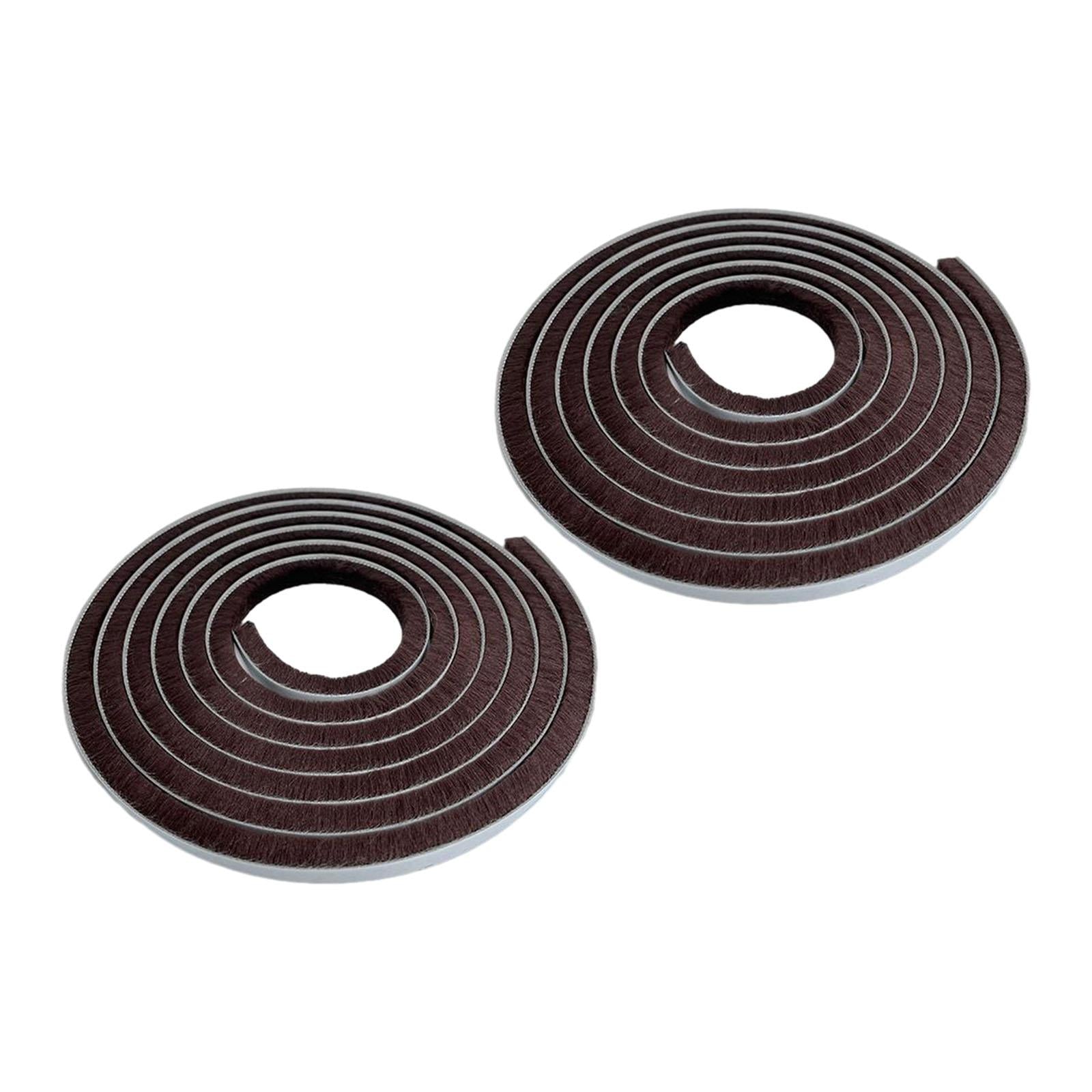 2Pcs Door Weather Stripping Sealing Tape for Cabinet Door Wardrobes Windows Brown