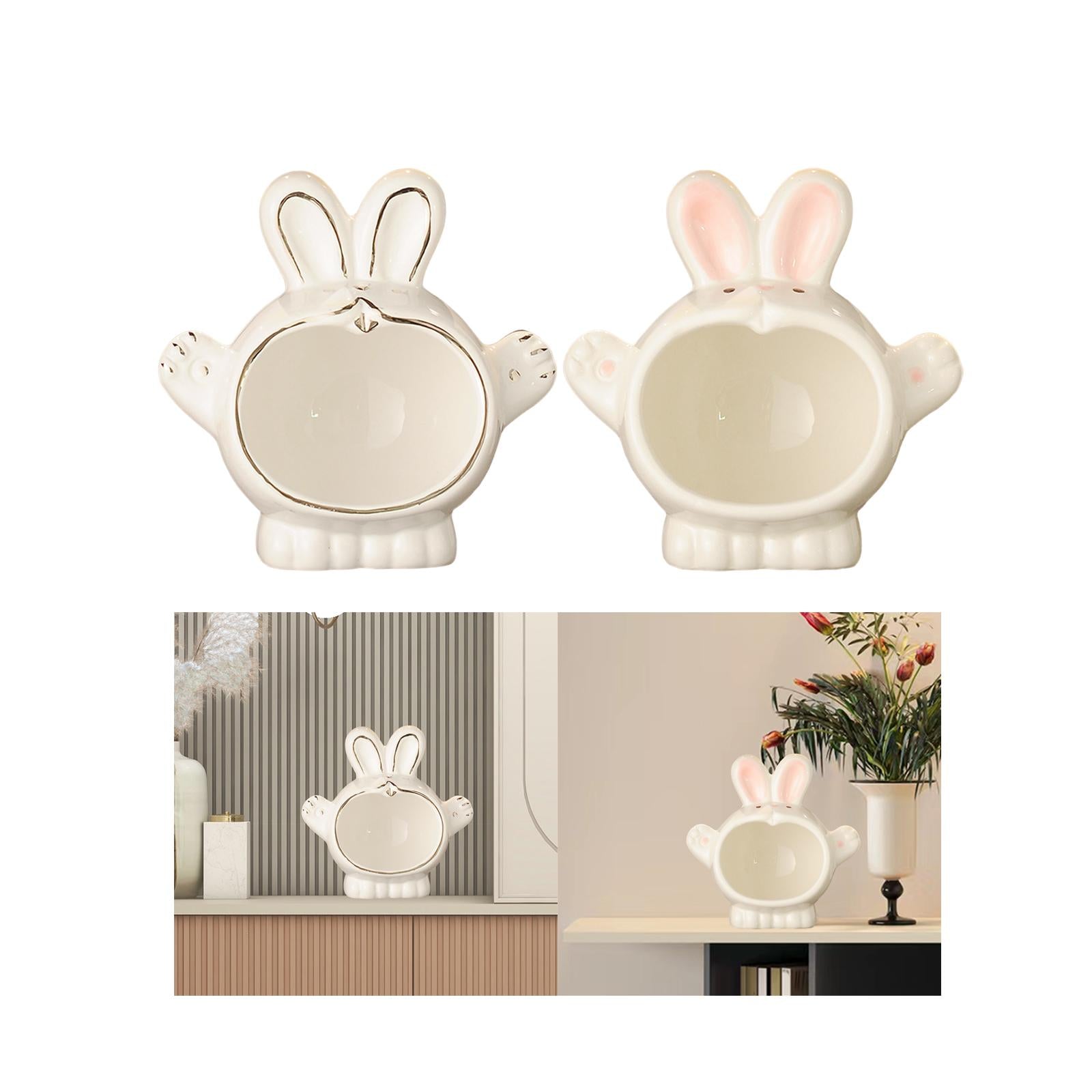 Bunny Storage Box Key Holder Festival Bedside Ceramic Rabbit Statue Figurine White