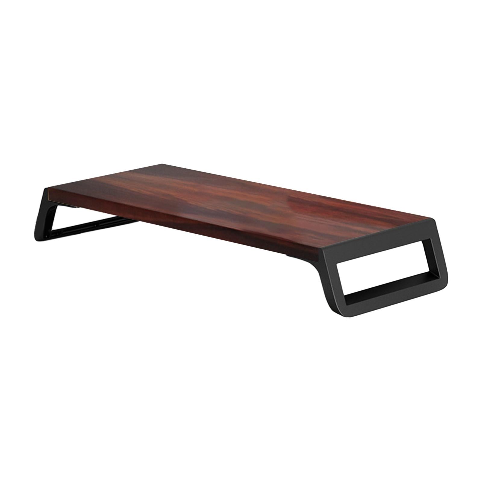 Monitor Stand Desk for PC Screen Wooden Support Desktop Shelf Computer Stand brown and black