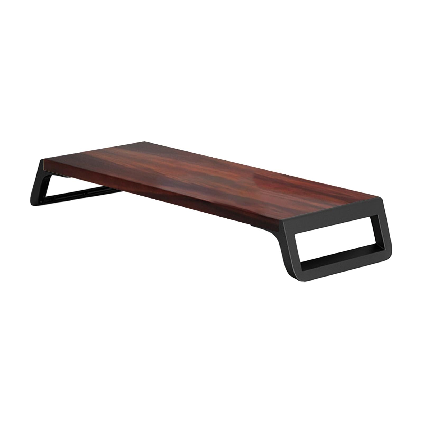 Monitor Stand Desk for PC Screen Wooden Support Desktop Shelf Computer Stand brown and black