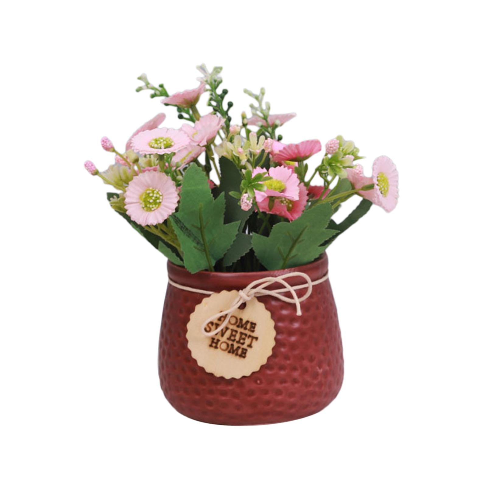 Simulated Plant Flowerpot Ornament Outdoor Plant Pots for Display Party Home Red vase