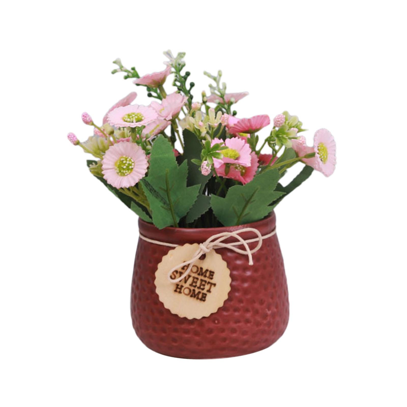 Simulated Plant Flowerpot Ornament Outdoor Plant Pots for Display Party Home Red vase