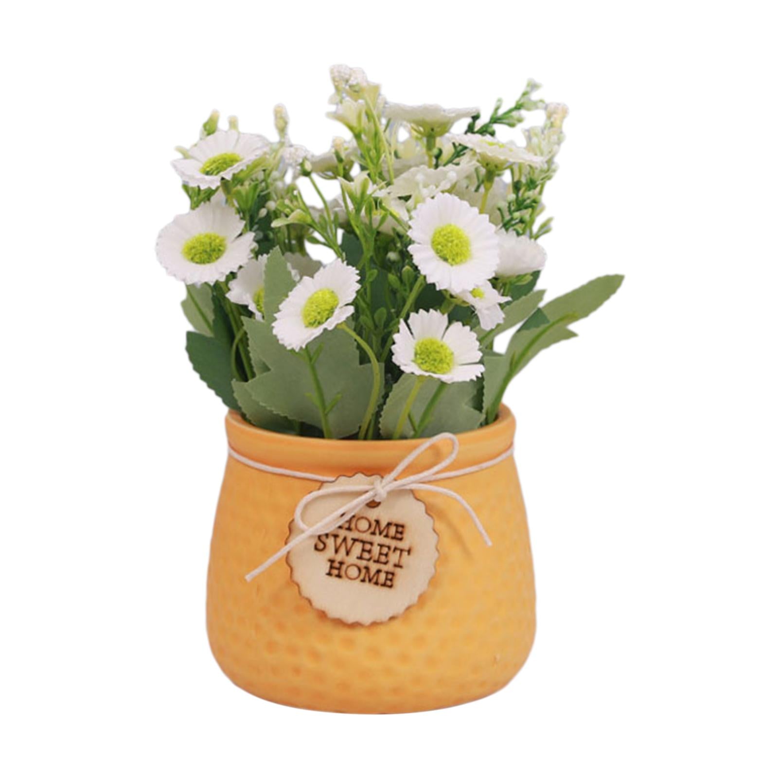 Simulated Plant Flowerpot Ornament Outdoor Plant Pots for Display Party Home Yellow vase