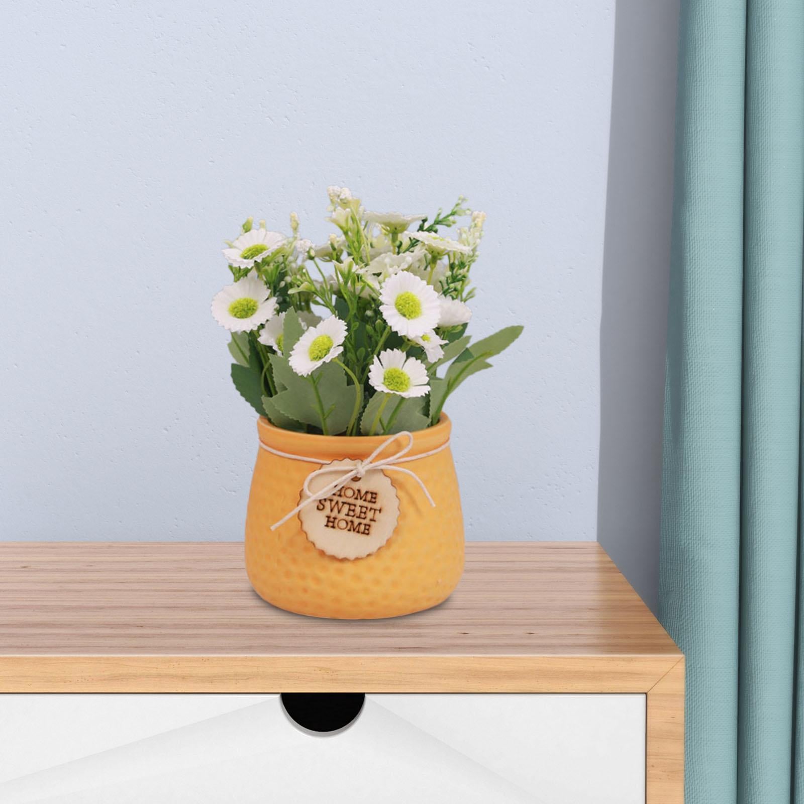 Simulated Plant Flowerpot Ornament Outdoor Plant Pots for Display Party Home Yellow vase