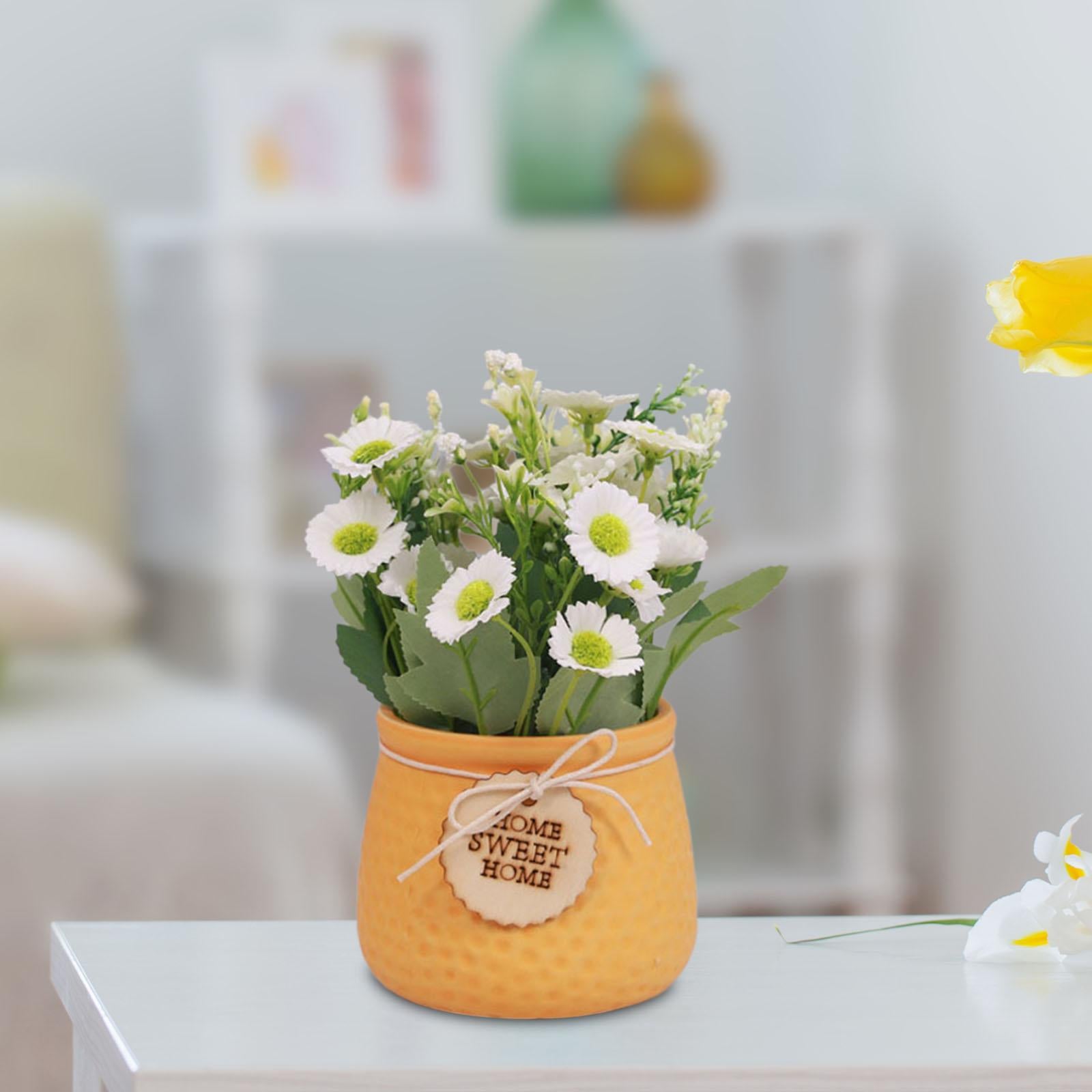 Simulated Plant Flowerpot Ornament Outdoor Plant Pots for Display Party Home Yellow vase