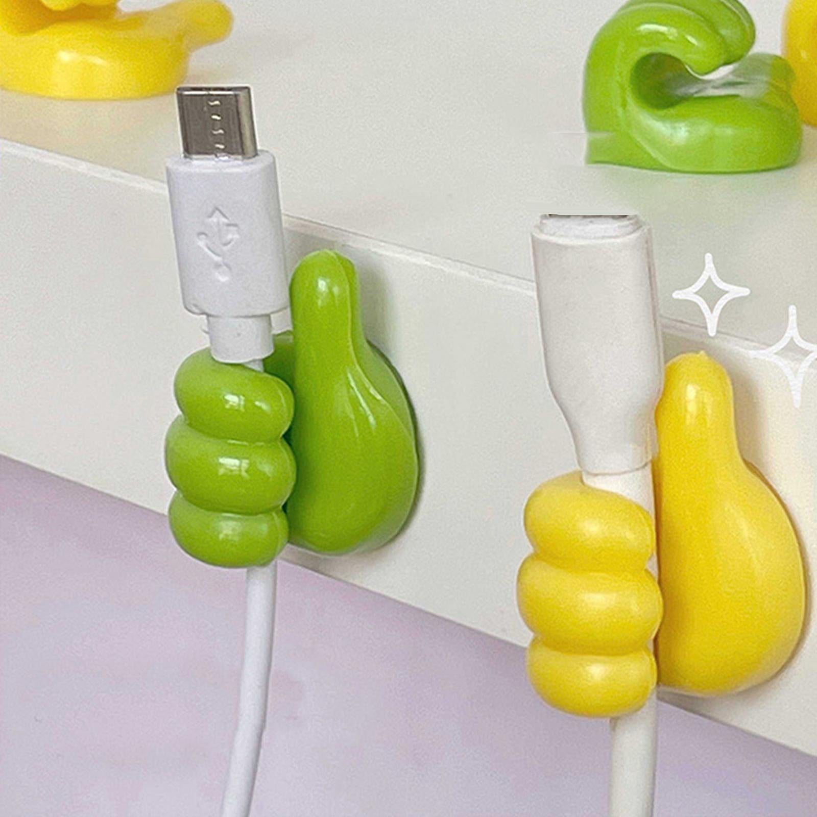 4xThumb Hooks Thumb up Shape Wall Hooks Thumb Cable Organizer Random Color 10 pieces
