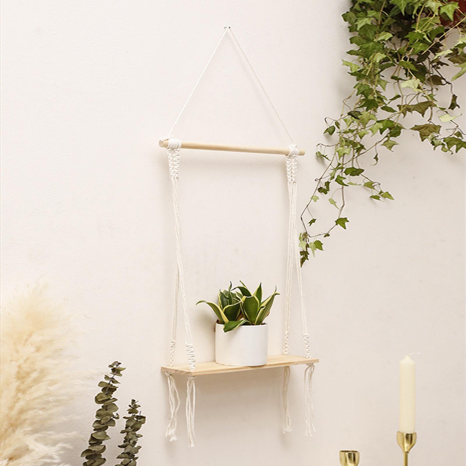 Macrame Wall Hanging Shelf Boho Decorative for Apartment Living Room Bedroom