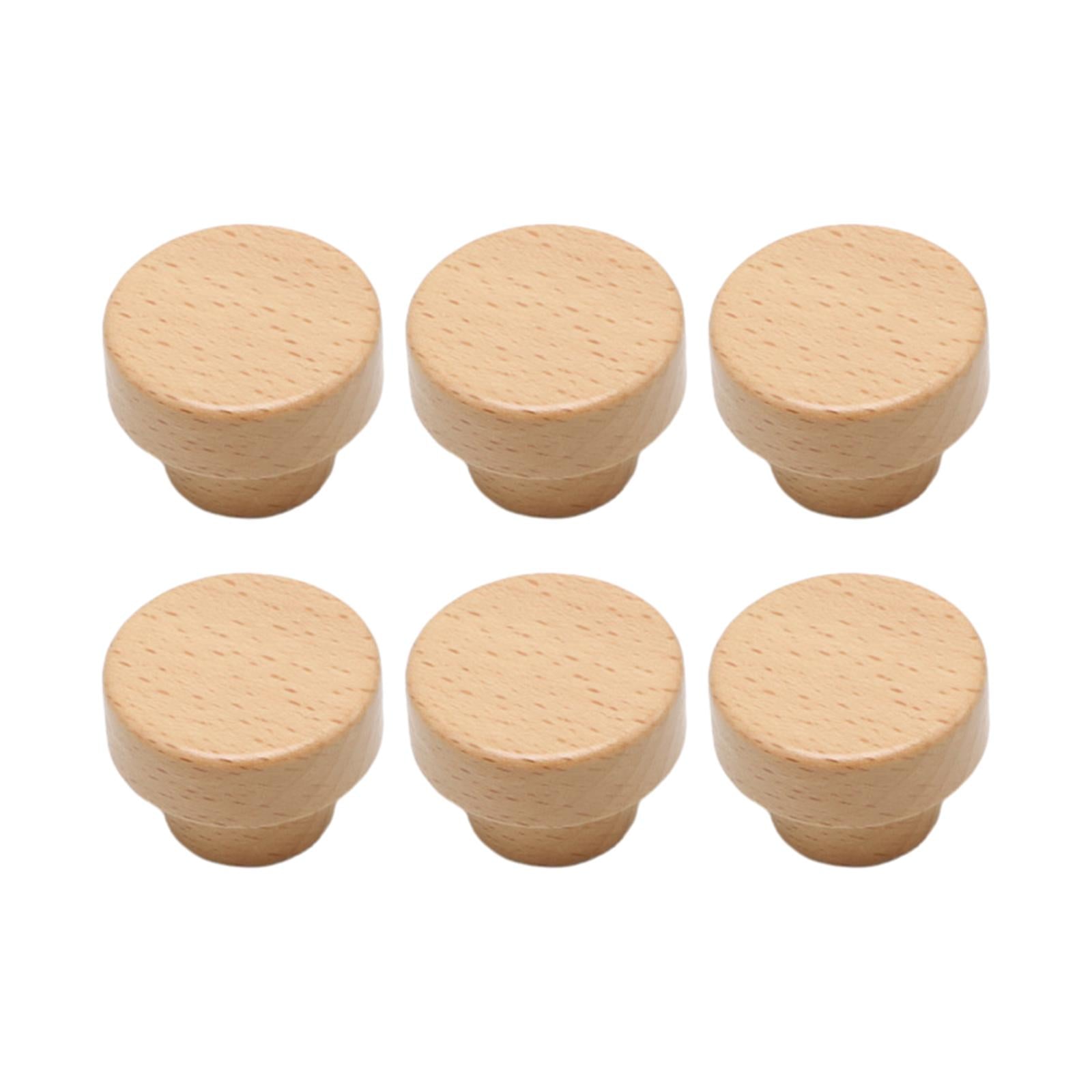 Drawer Pull Handles Dresser Furniture Wardrobe Bathroom Wooden Cabinet Knobs 6Pcs Flat Round