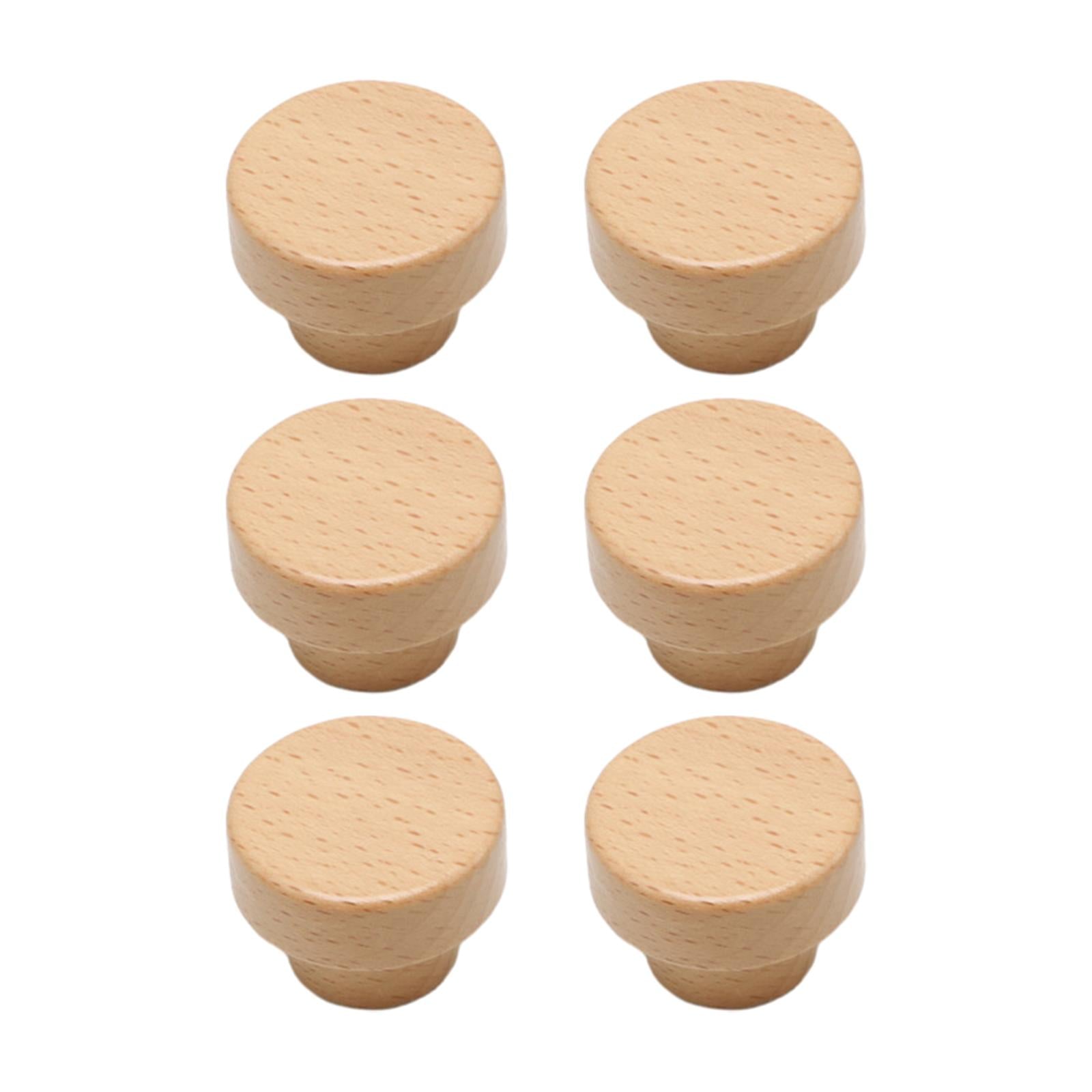 Drawer Pull Handles Dresser Furniture Wardrobe Bathroom Wooden Cabinet Knobs 6Pcs Flat Round