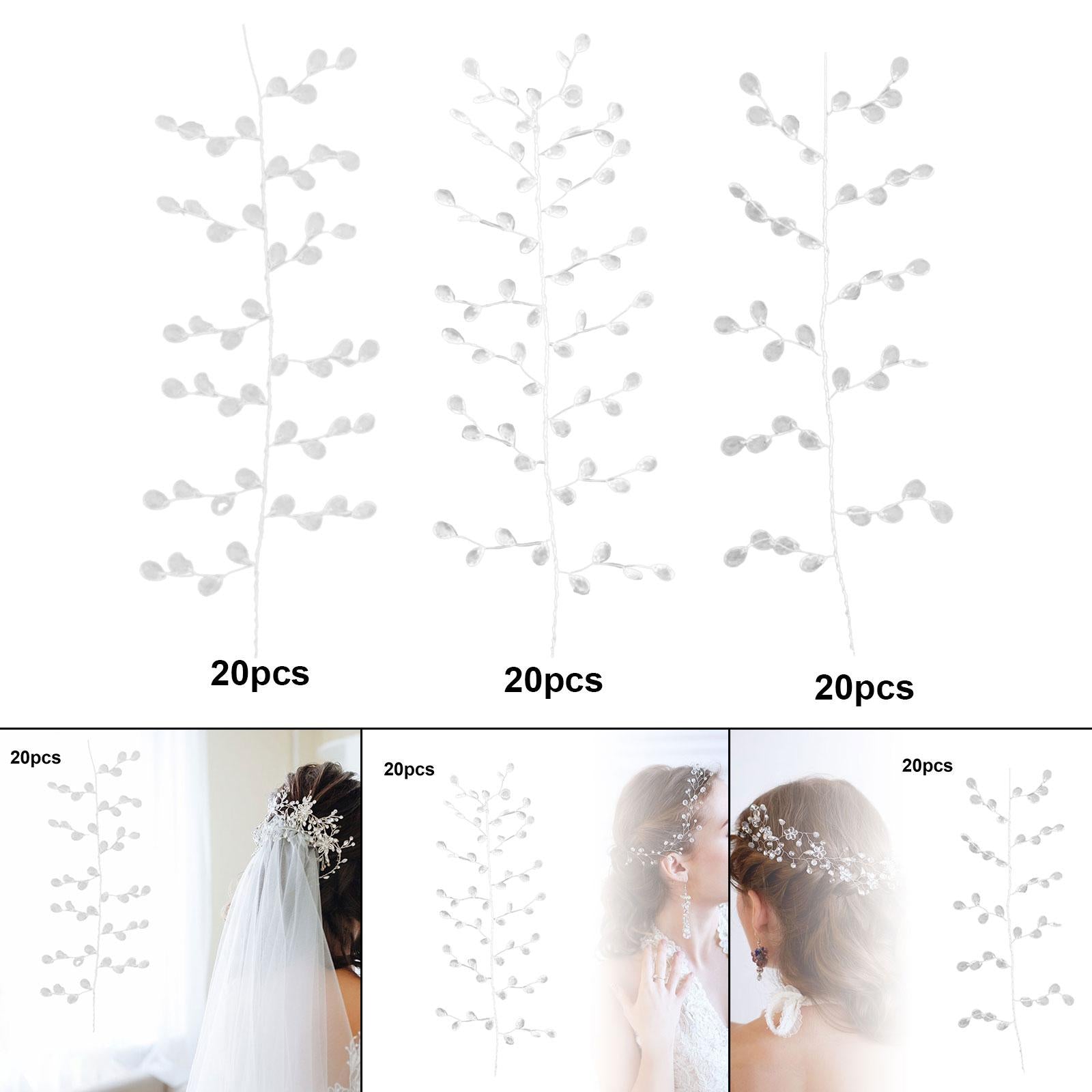 20 Acrylic Beads Drop Stems Flower Bouquet Wedding Vase Shower Buds Branches 12 Branches