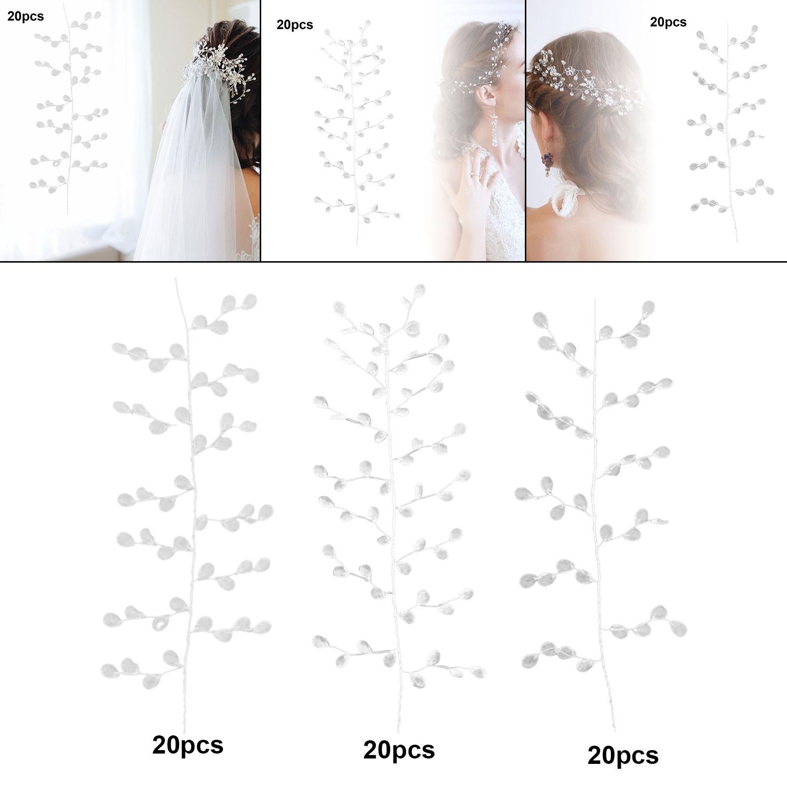 20 Acrylic Beads Drop Stems Flower Bouquet Wedding Vase Shower Buds Branches 12 Branches