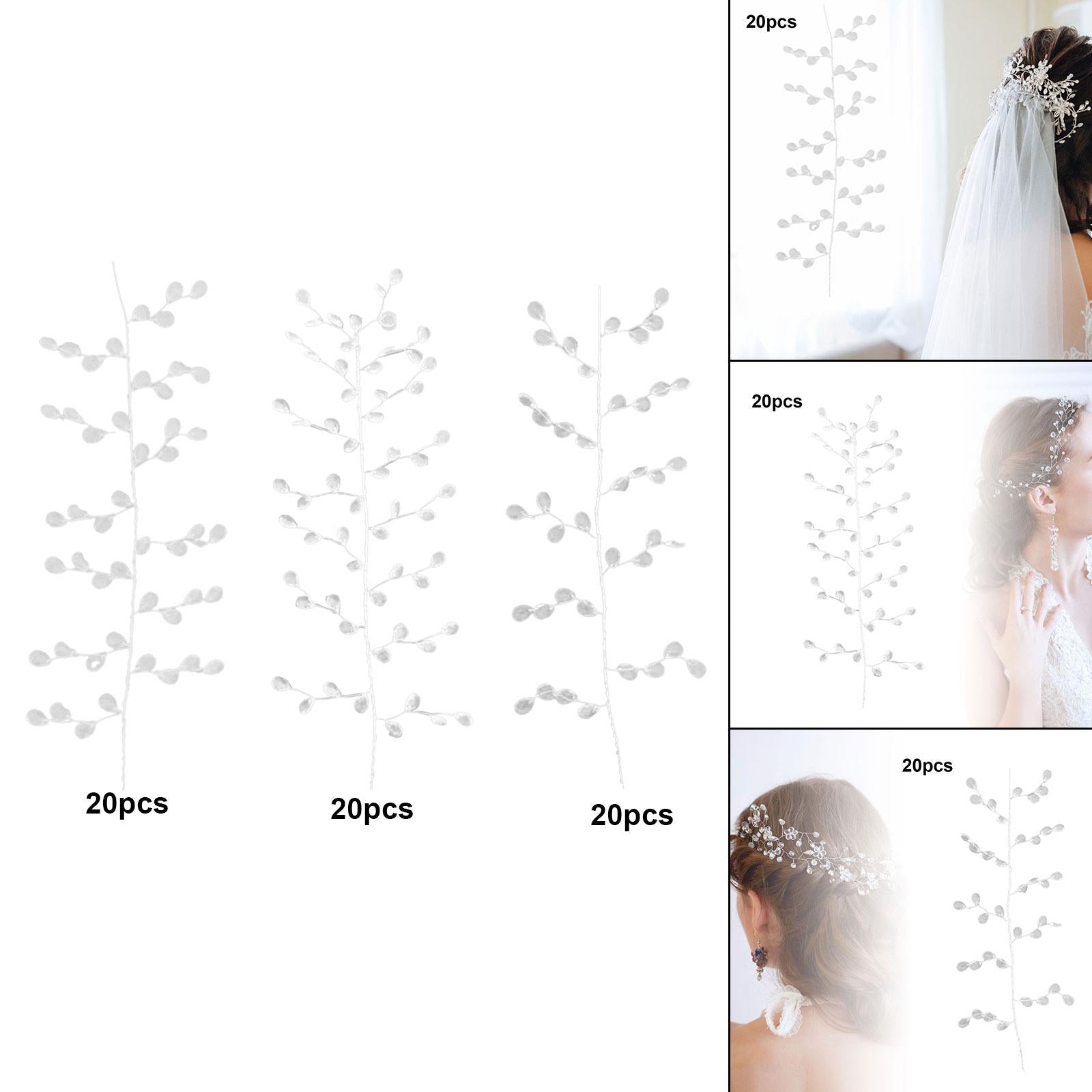 20 Acrylic Beads Drop Stems Flower Bouquet Wedding Vase Shower Buds Branches 12 Branches