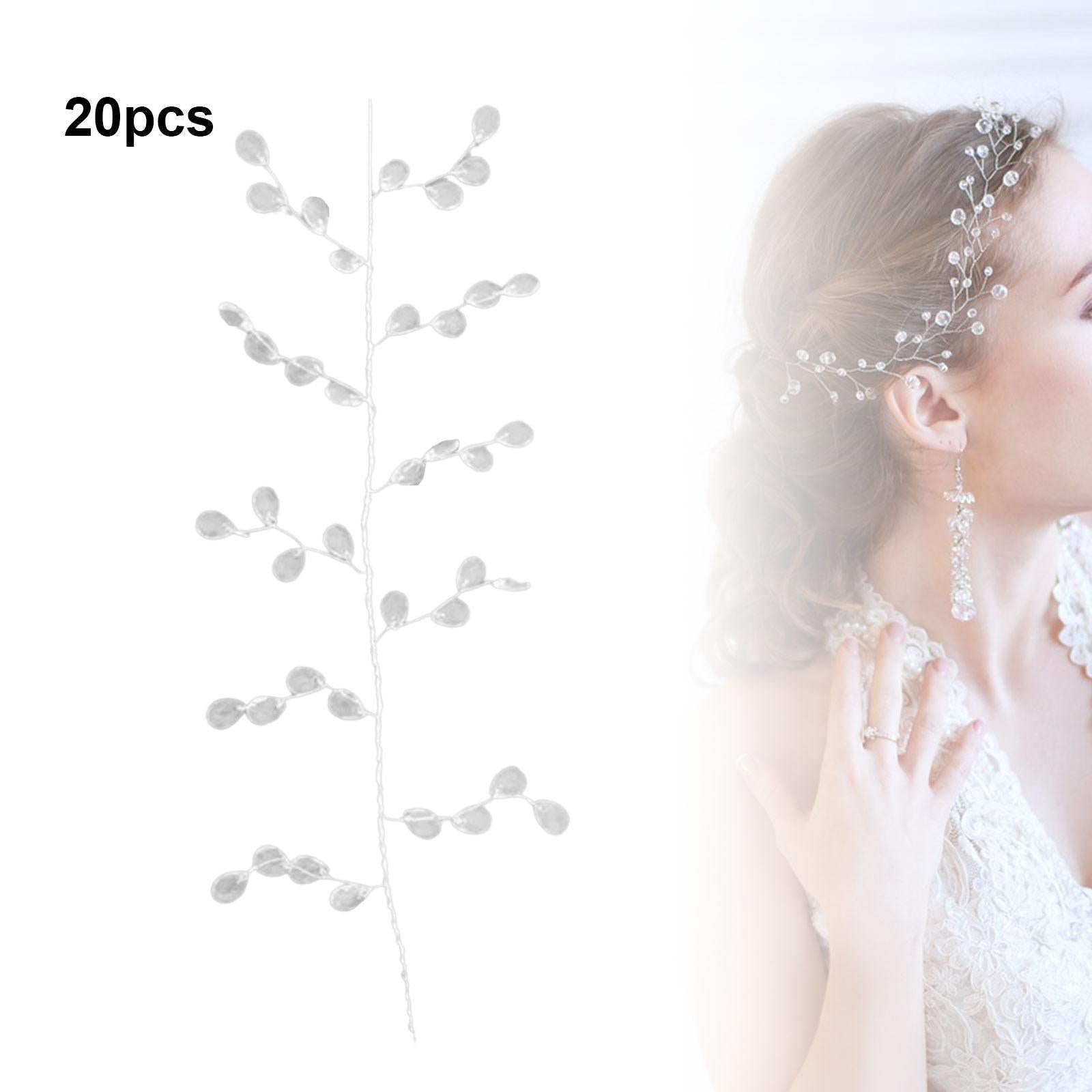 20 Acrylic Beads Drop Stems Flower Bouquet Wedding Vase Shower Buds Branches 10 Branches