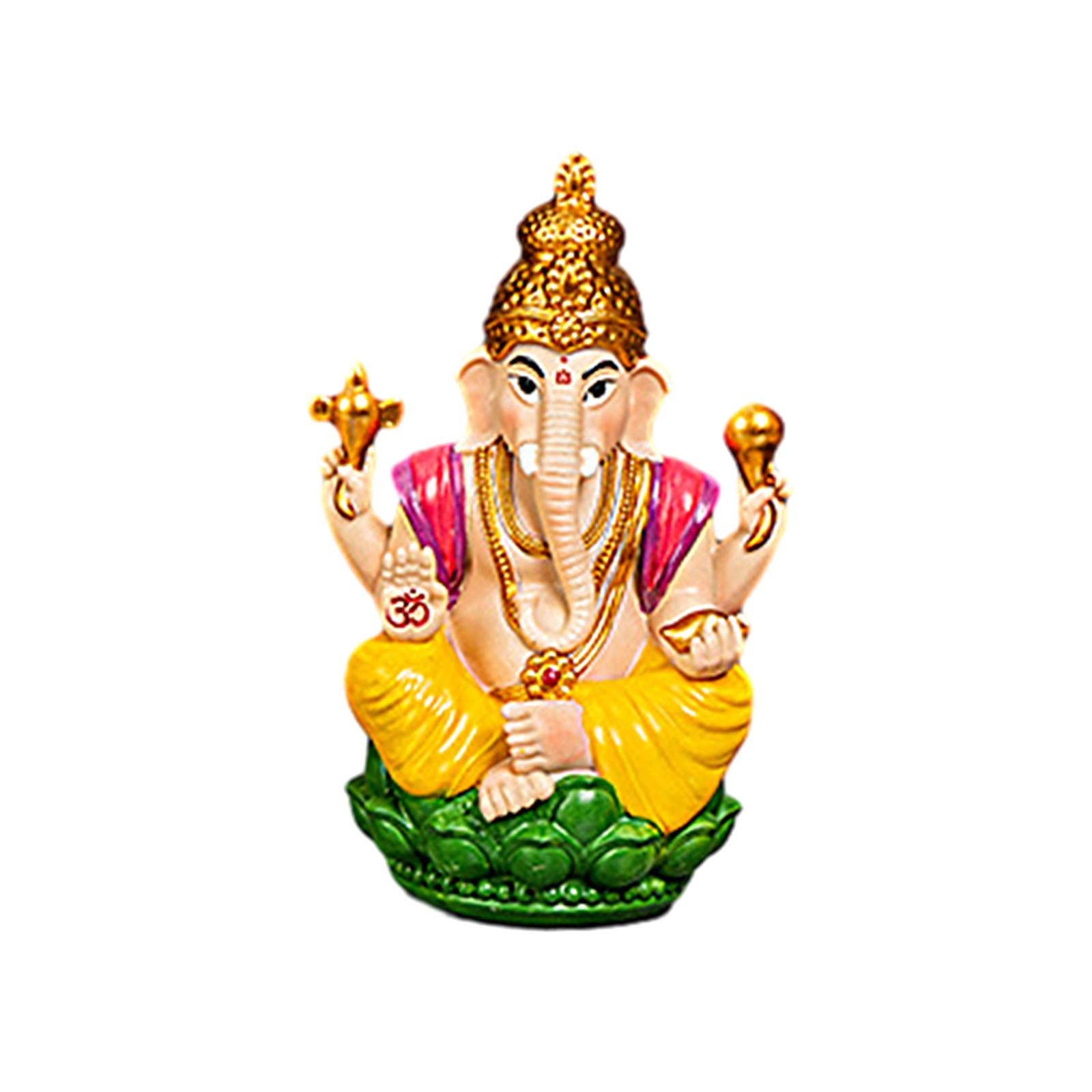 Ganesh Statue Resin Mini Elephant Buddha Statue for Living Room Office Table Yellow