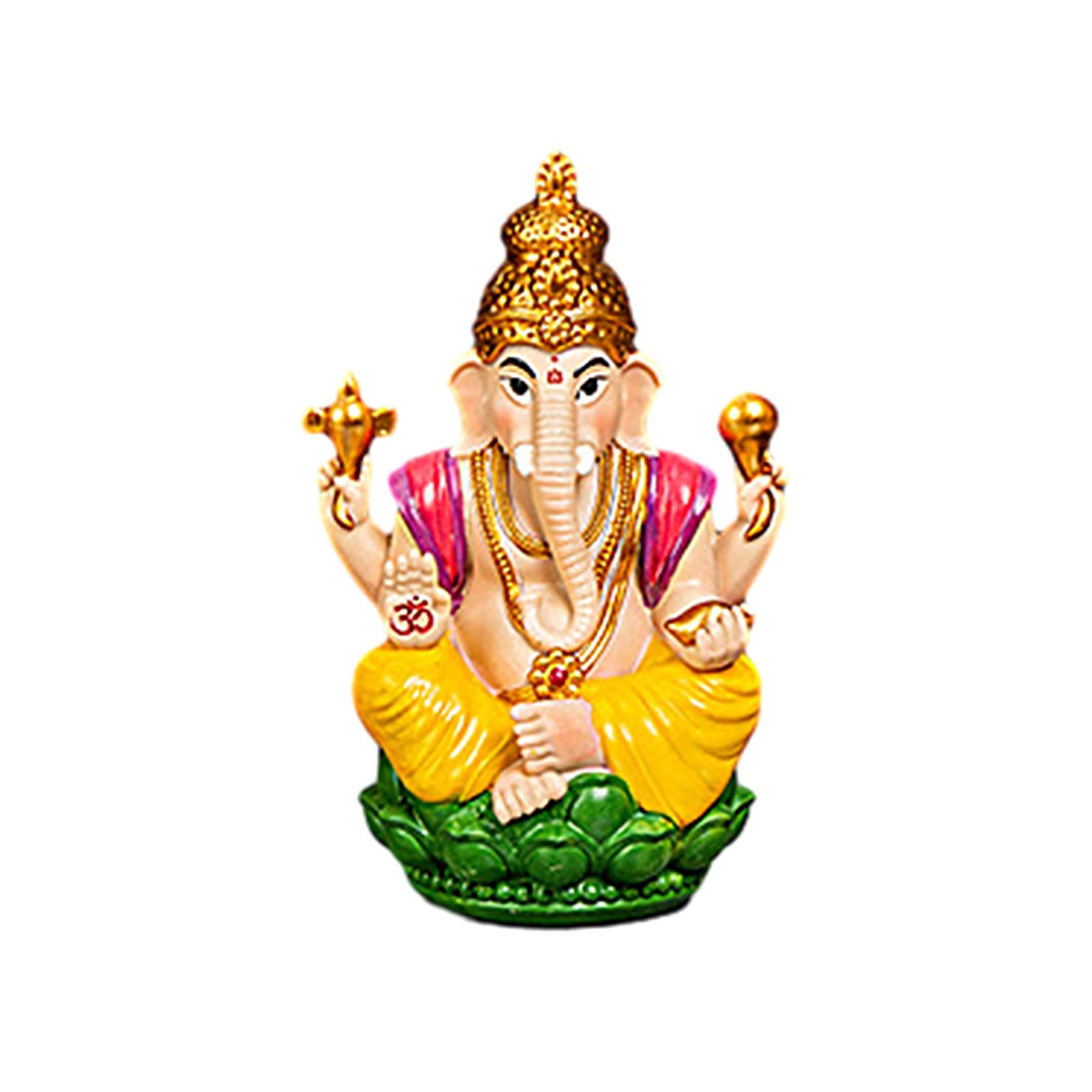 Ganesh Statue Resin Mini Elephant Buddha Statue for Living Room Office Table Yellow