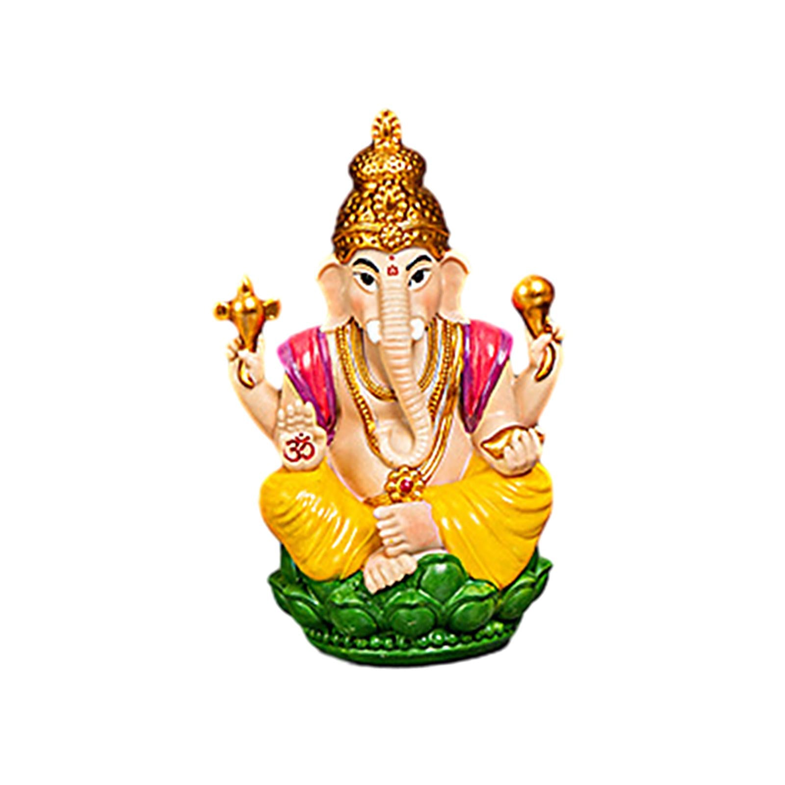 Ganesh Statue Resin Mini Elephant Buddha Statue for Living Room Office Table Yellow