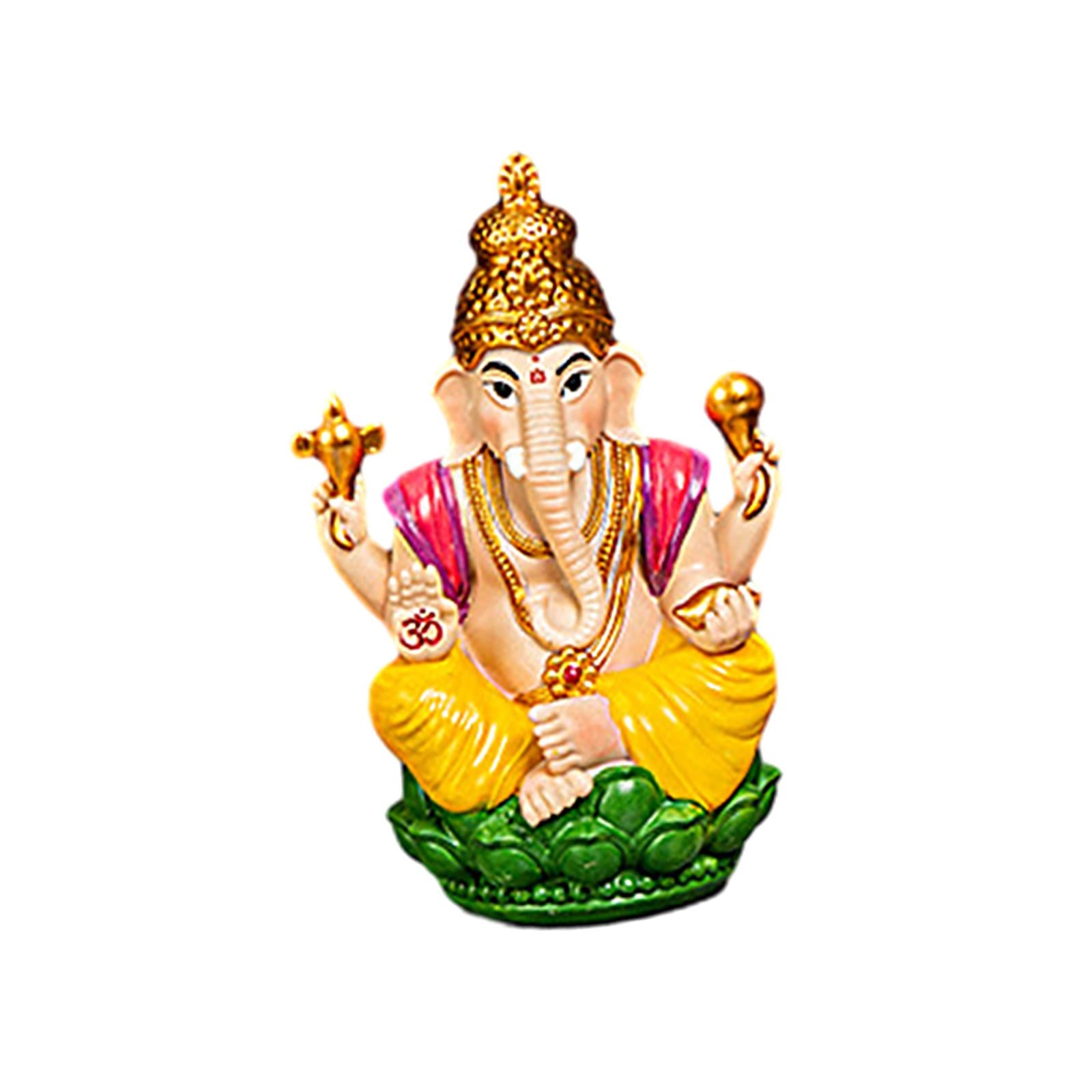 Ganesh Statue Resin Mini Elephant Buddha Statue for Living Room Office Table Yellow