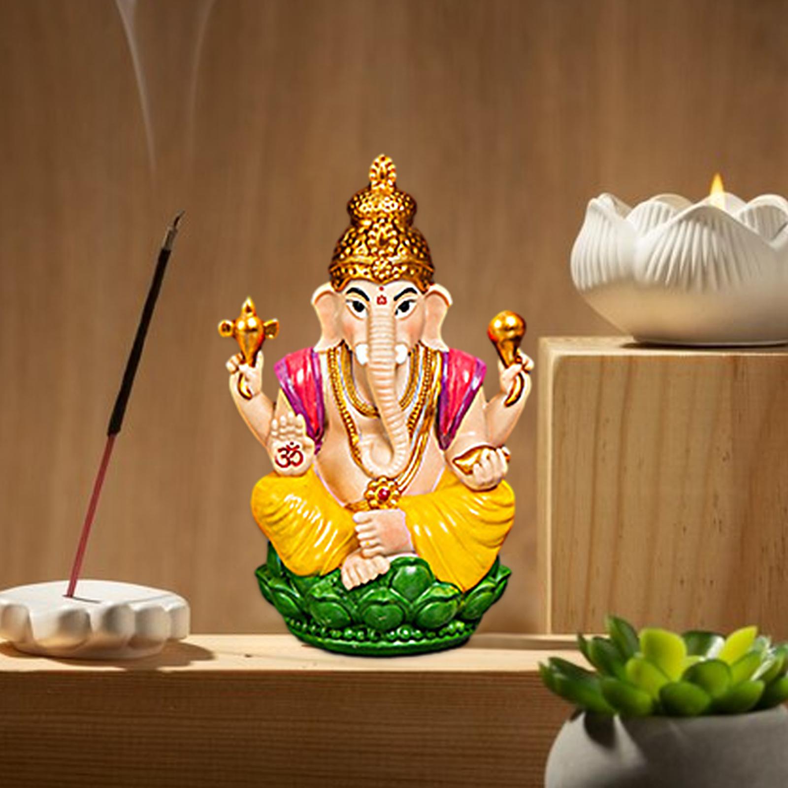Ganesh Statue Resin Mini Elephant Buddha Statue for Living Room Office Table Yellow