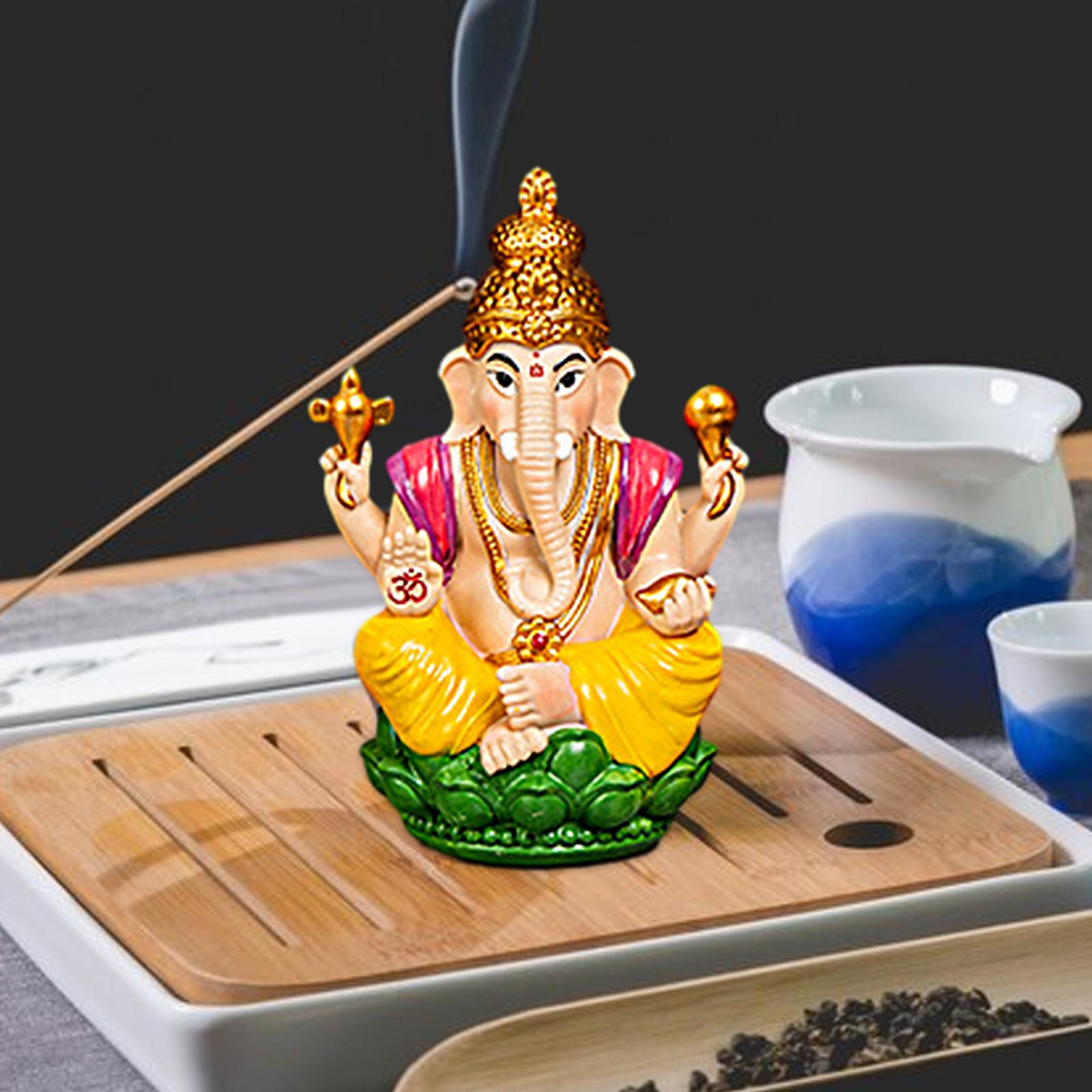 Ganesh Statue Resin Mini Elephant Buddha Statue for Living Room Office Table Yellow