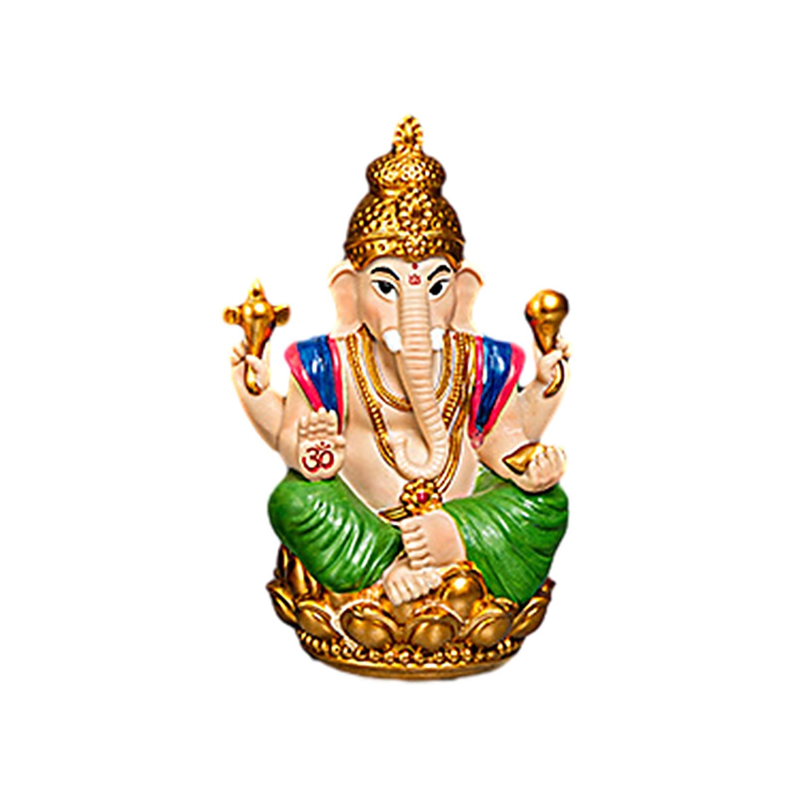 Ganesh Statue Resin Mini Elephant Buddha Statue for Living Room Office Table Green