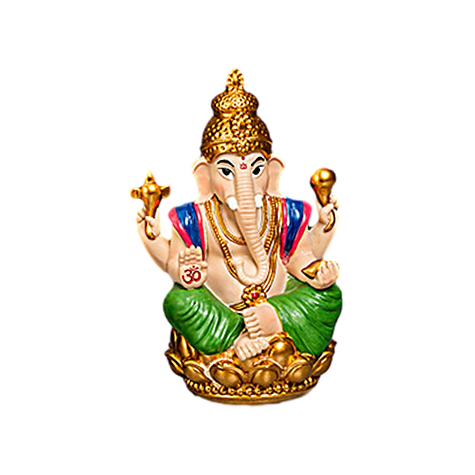 Ganesh Statue Resin Mini Elephant Buddha Statue for Living Room Office Table Green