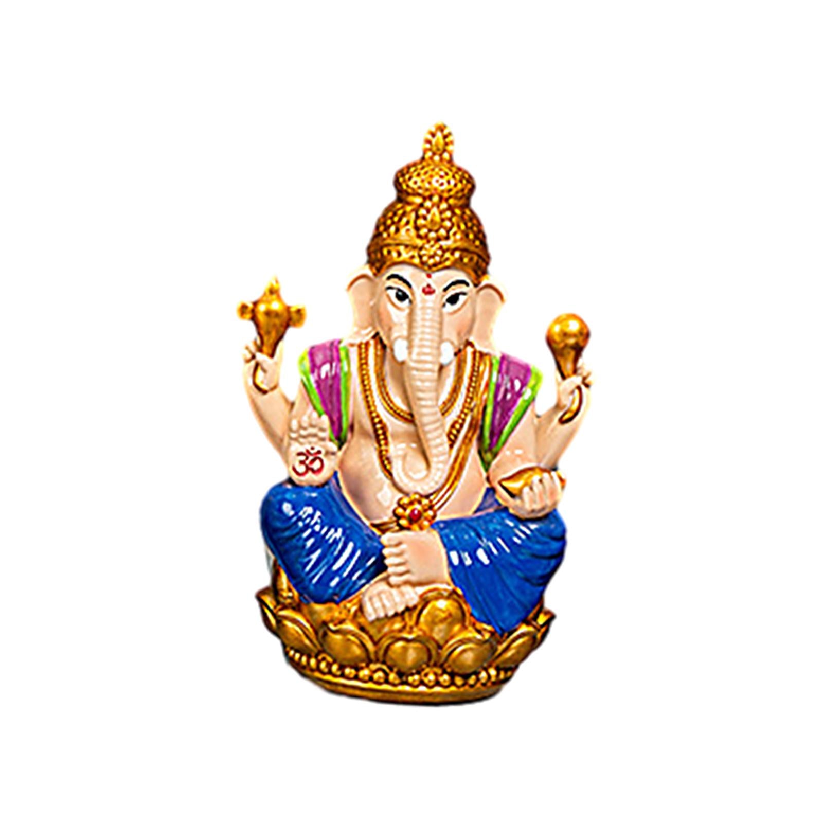 Ganesh Statue Resin Mini Elephant Buddha Statue for Living Room Office Table Blue