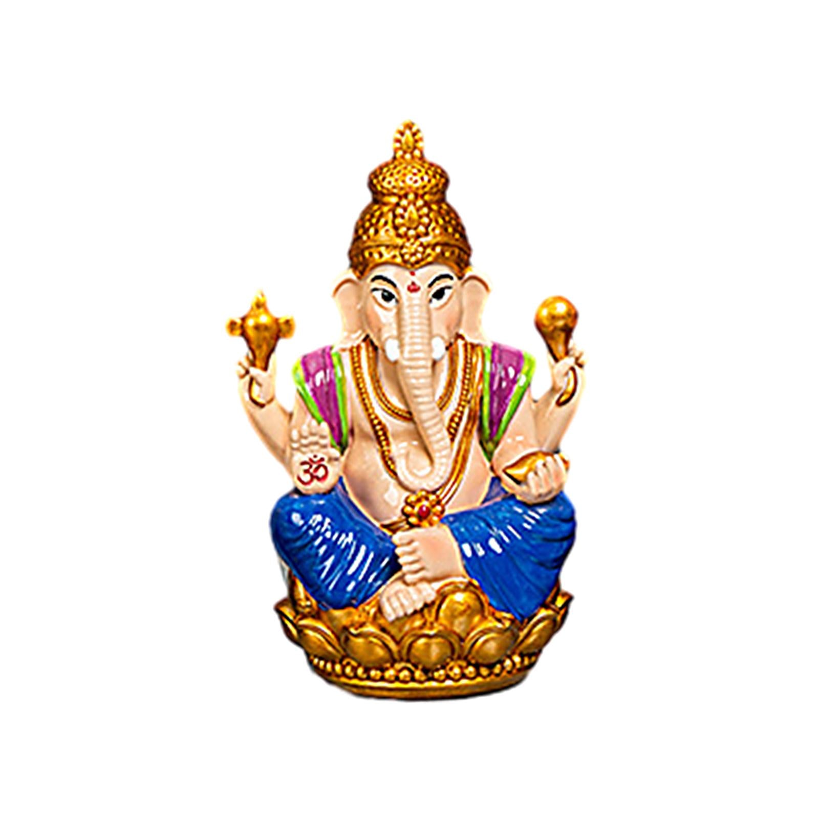 Ganesh Statue Resin Mini Elephant Buddha Statue for Living Room Office Table Blue