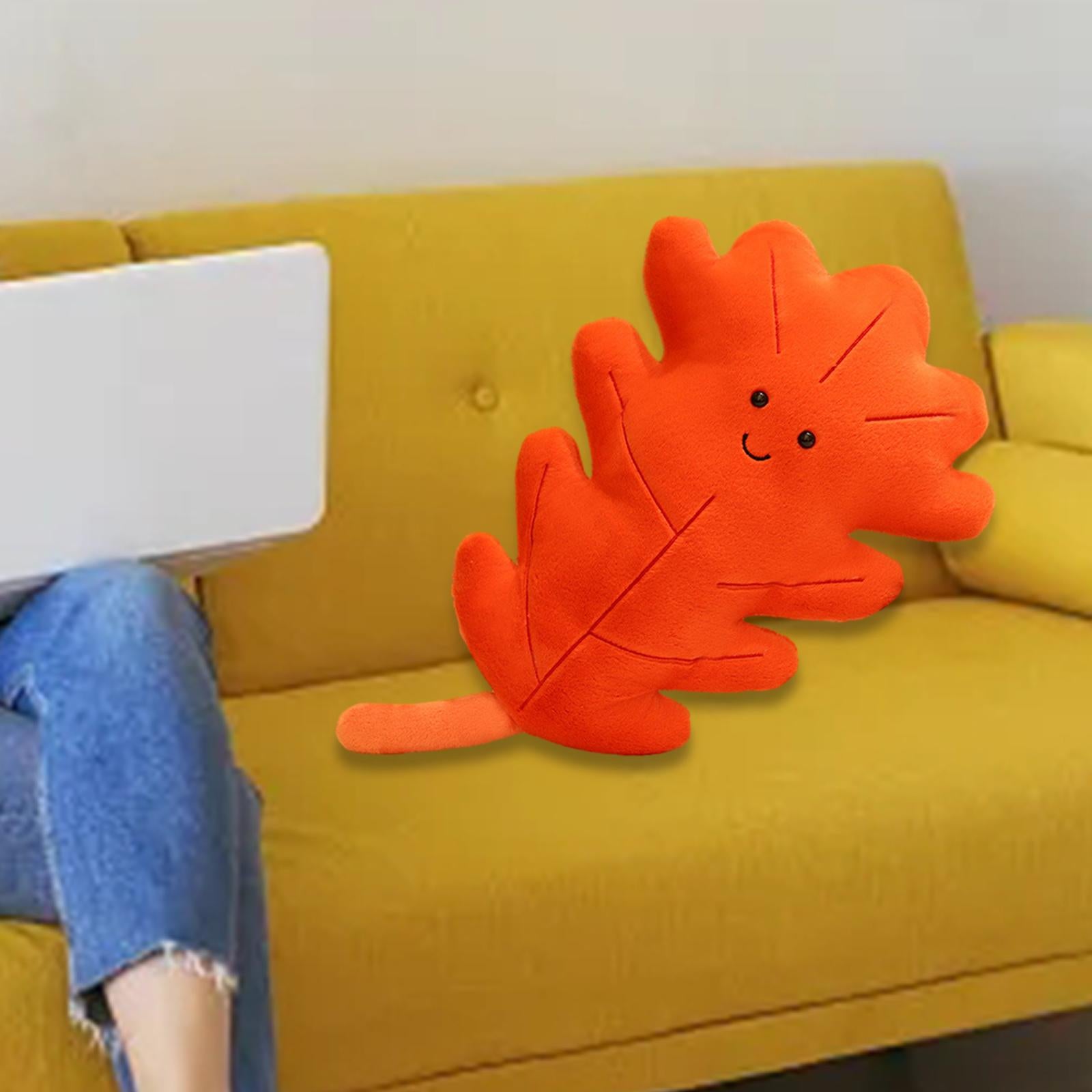 3D Leaf Plush Pillow Creative Back Cushion for Bedroom Couch Home Decoration Style C