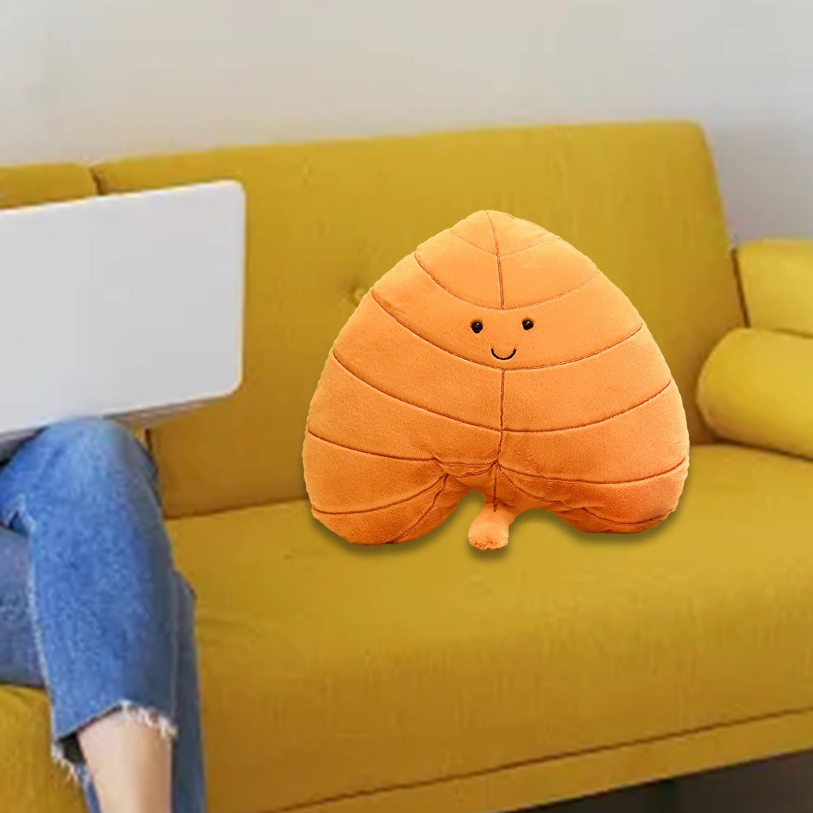 3D Leaf Plush Pillow Creative Back Cushion for Bedroom Couch Home Decoration Style E