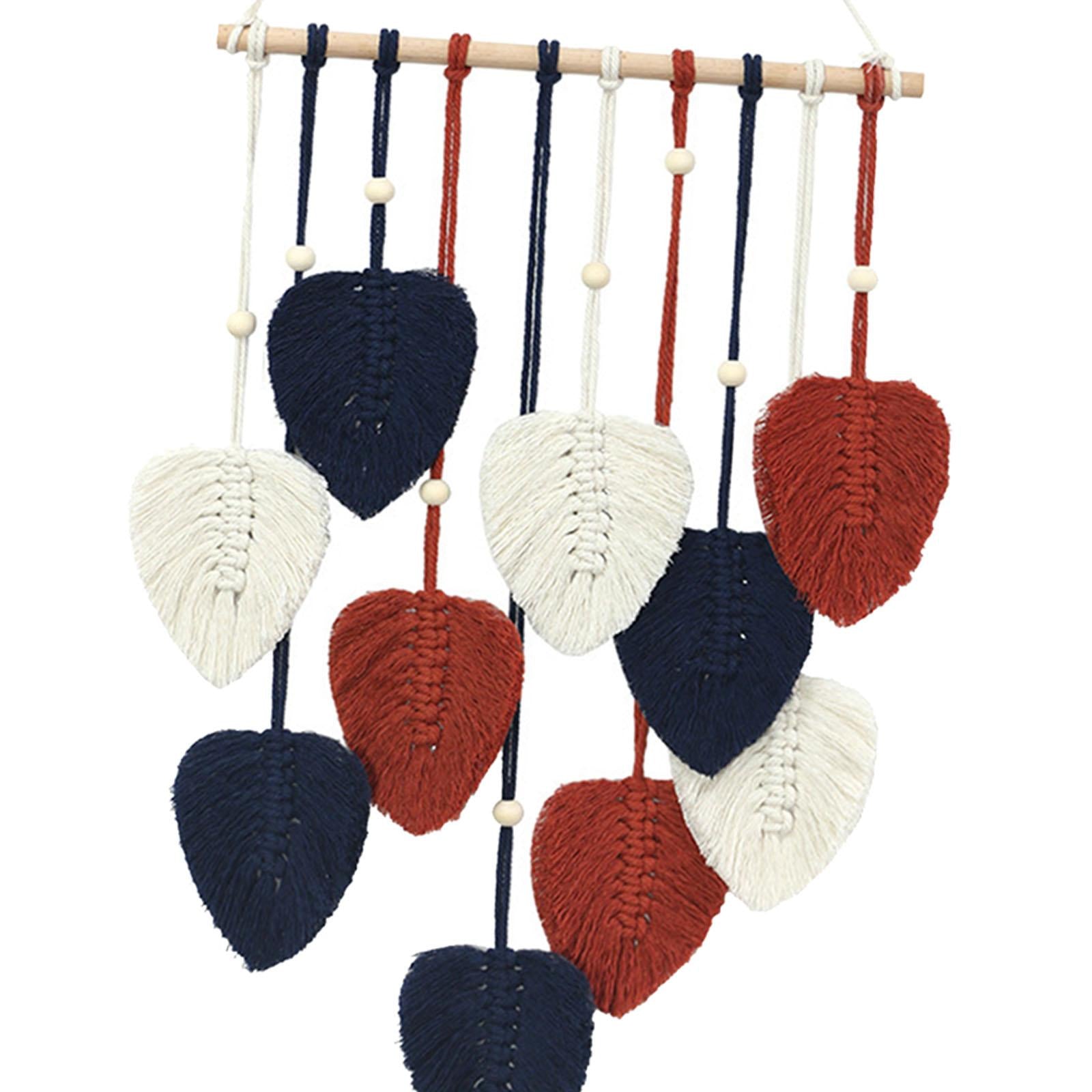 Macrame Leaf Hanging Leaf Tapestry for Apartment Farmhouse Nursery Navy Blue